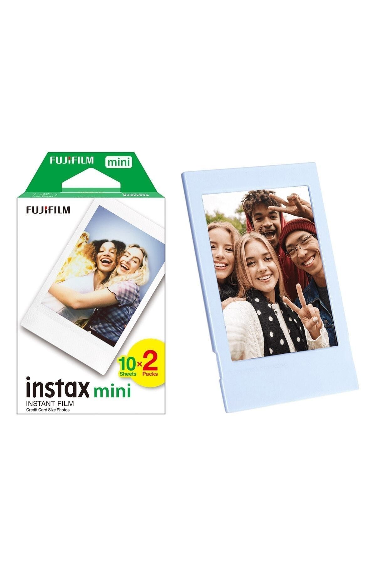 Fujifilm Instax Mini 12 Makine Uyumlu 20'li Film ve Mavi Fotoğraf Çerçevesi