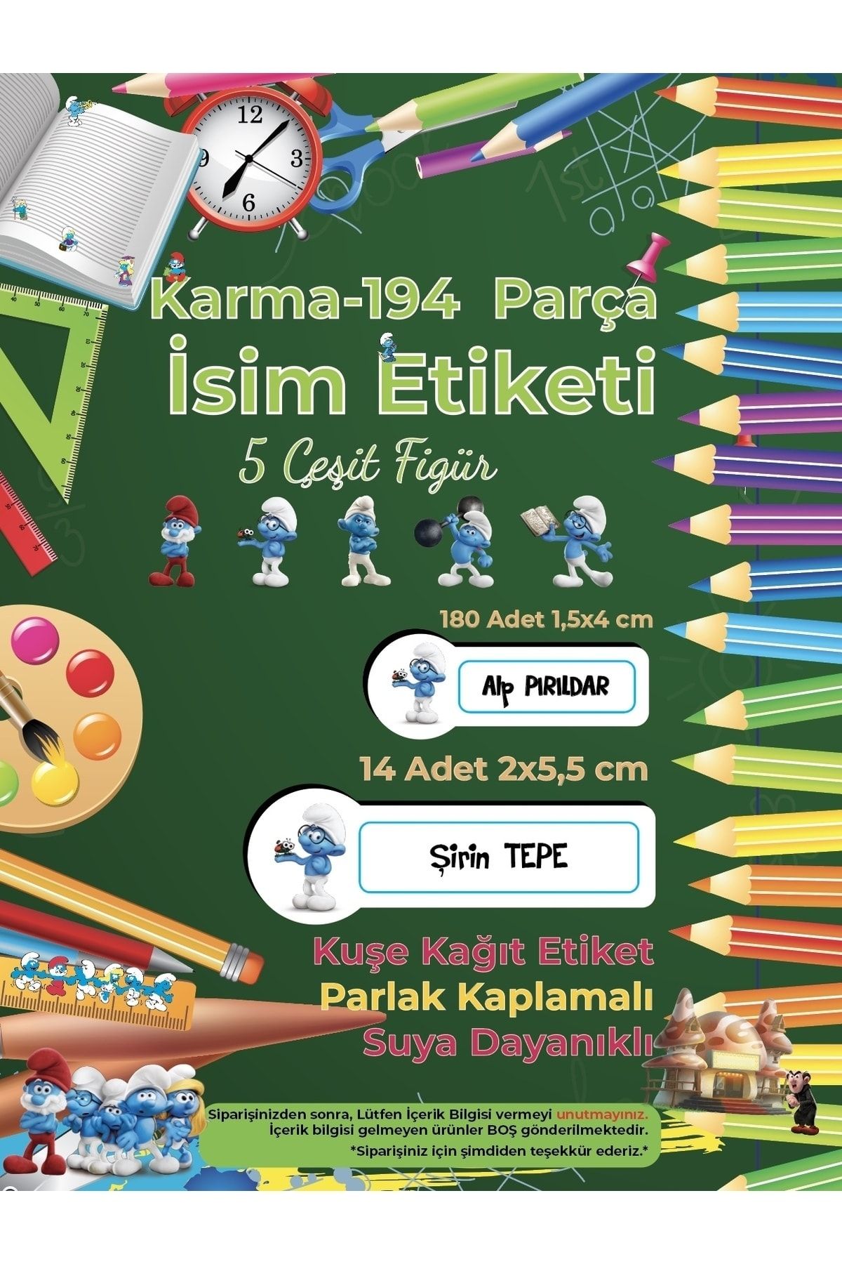 Letbil Reklam Okul Etiketi Kalem Defter Etiketi, S?irinler v3 ETİKETİ - 194 Adet KUŞE STİCKER