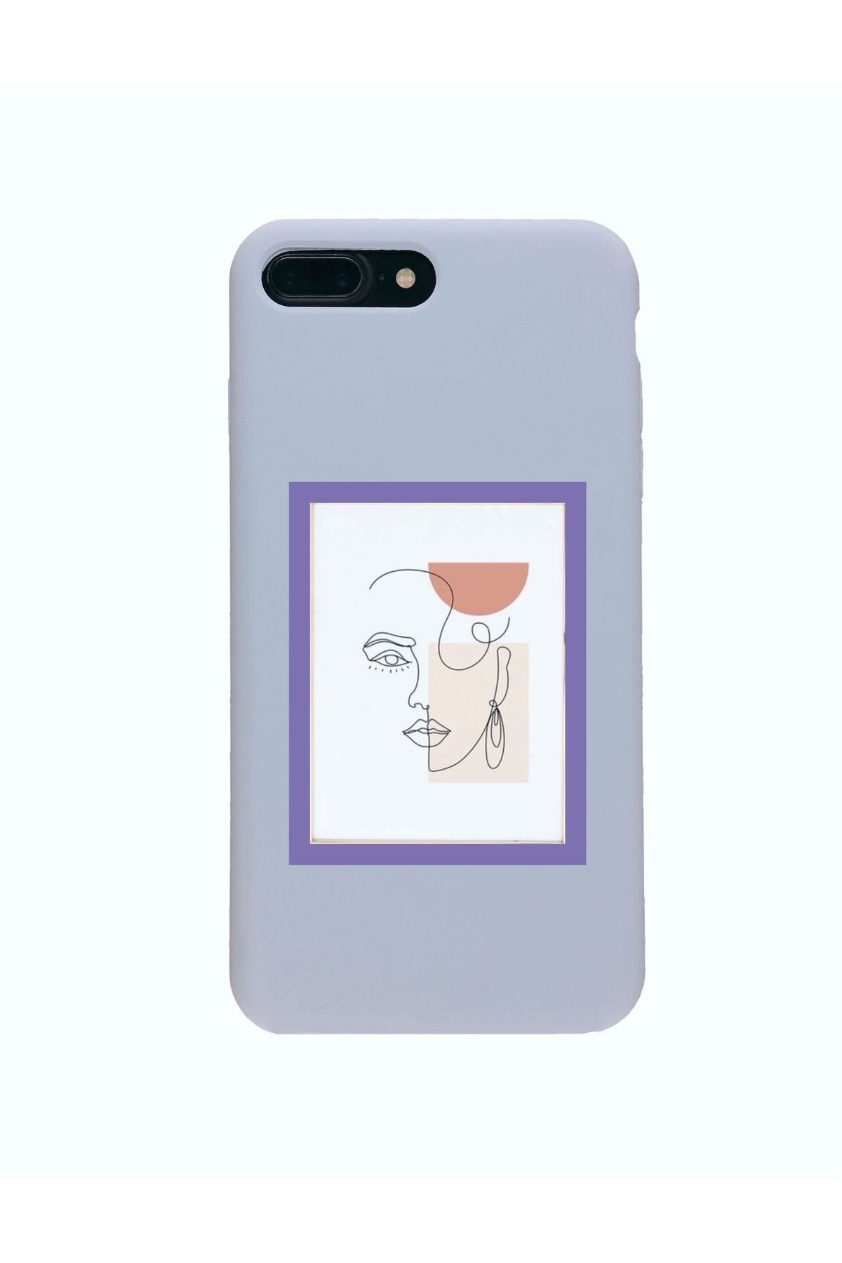 mooodcase Iphone 8 Plus Premium Lansman Pastel Lila Telefon Kılıfı Line Art