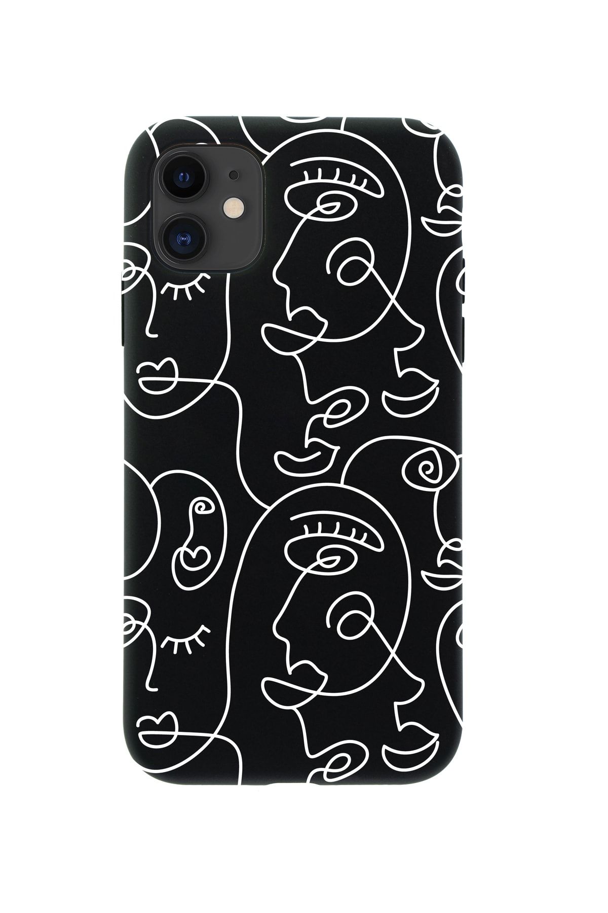 mooodcase Iphone 11 Uyumlu Face Art Premium Siyah Lansman Silikonlu Kılıf