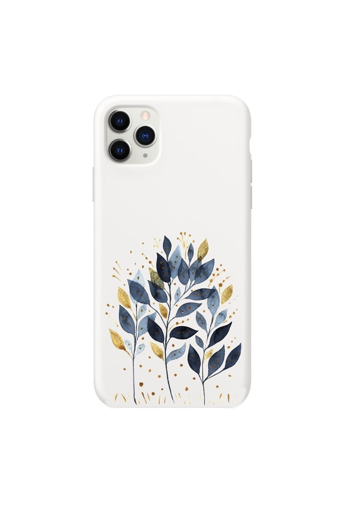 mooodcase Iphone 11 Pro Max Mavi Yaprak Desenli Beyaz Lansman Kılıf