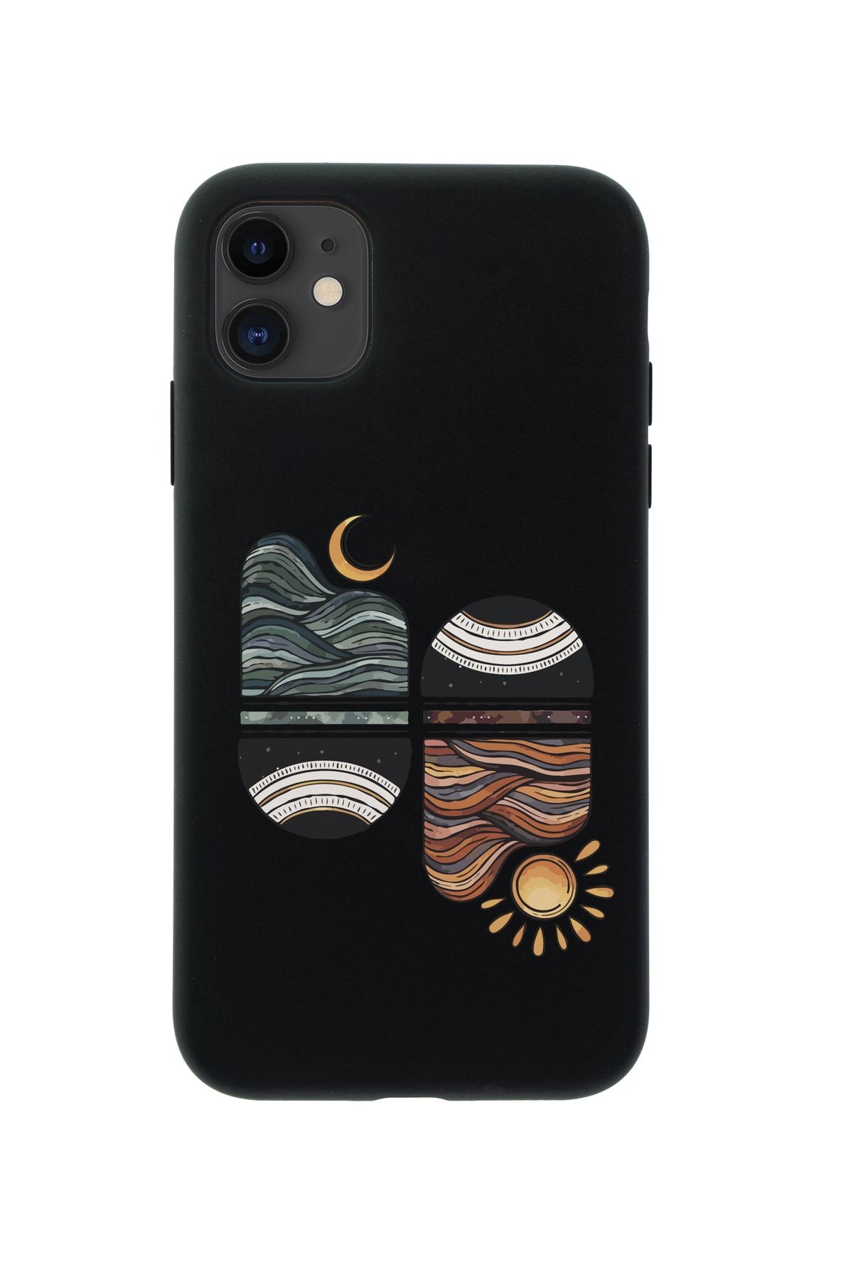 mooodcase Iphone 11 Uyumlu Sunset Wave Premium Silikonlu Siyah Telefon Kılıfı