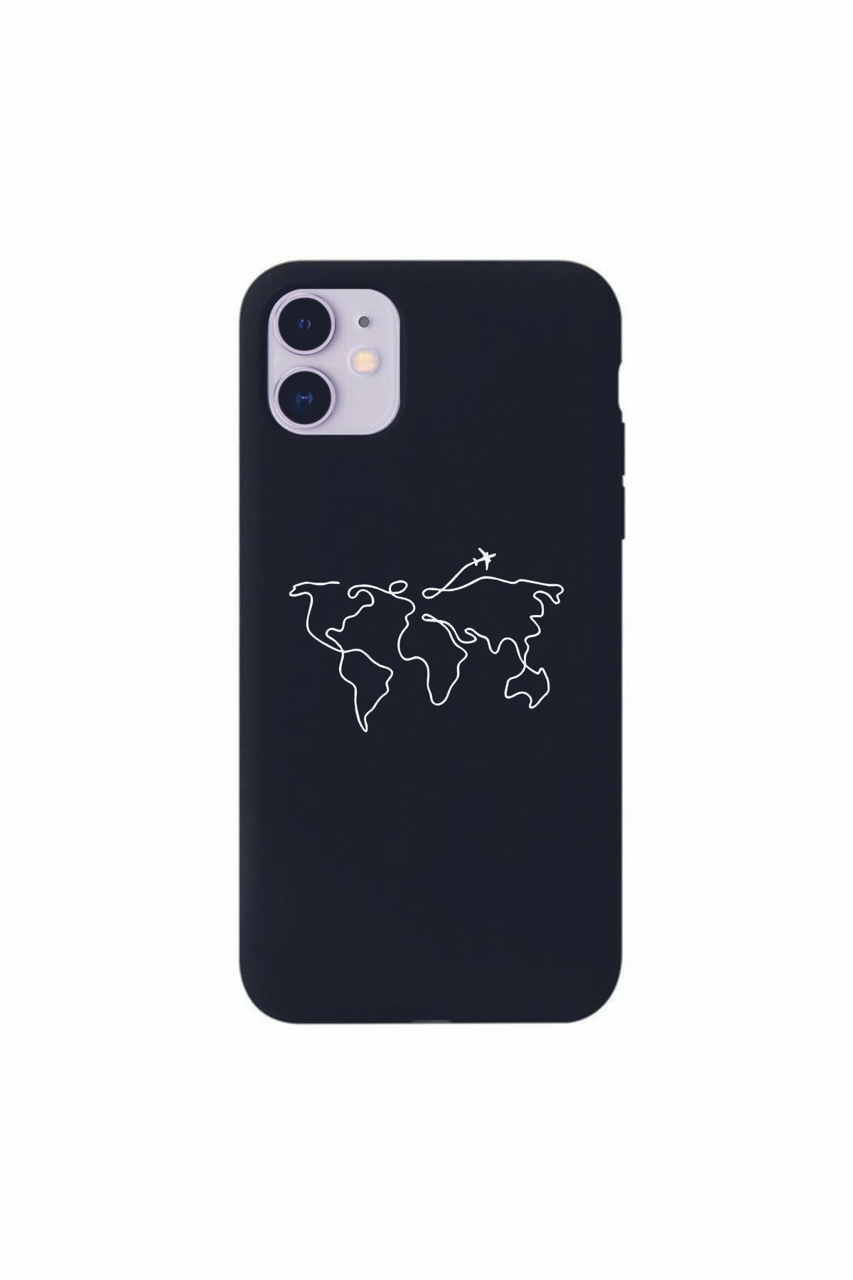 mooodcase Iphone 11 Dünya Harita Rotalı Siyah Lansman Kılıf