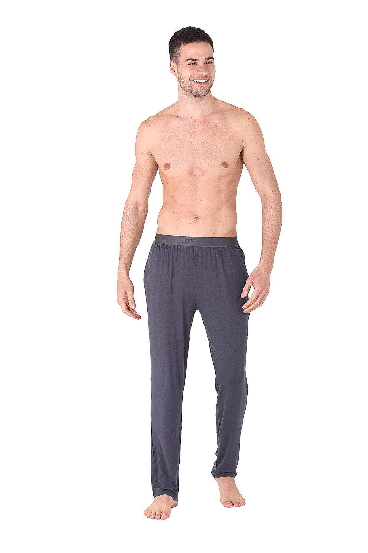 D'S Damat Pantolon Modal Beli Lastikli Grı