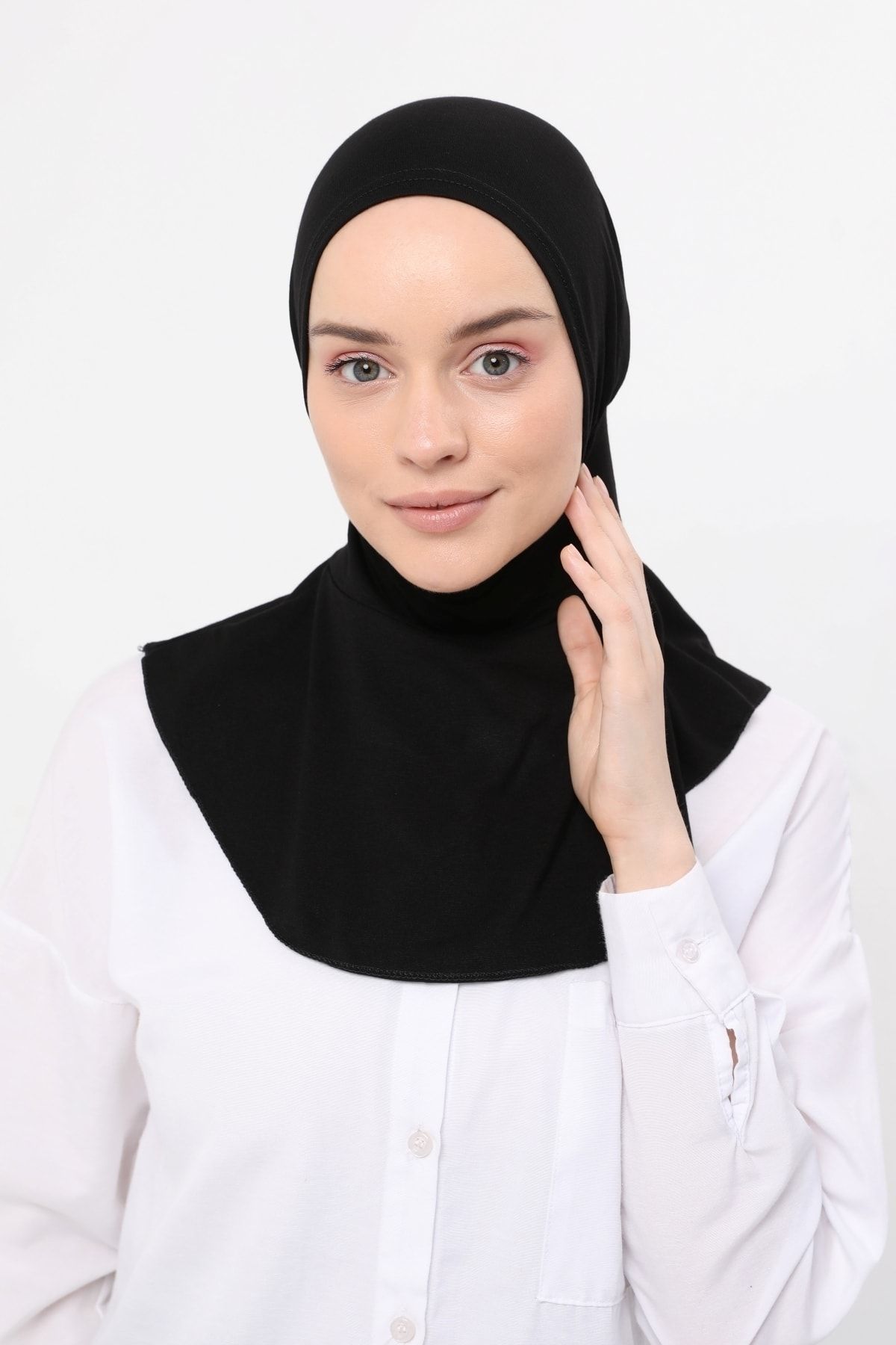 Altobeh Kadın Tesettür Pratik Boyunluklu Hijab - Sporcu Bone - Siyah