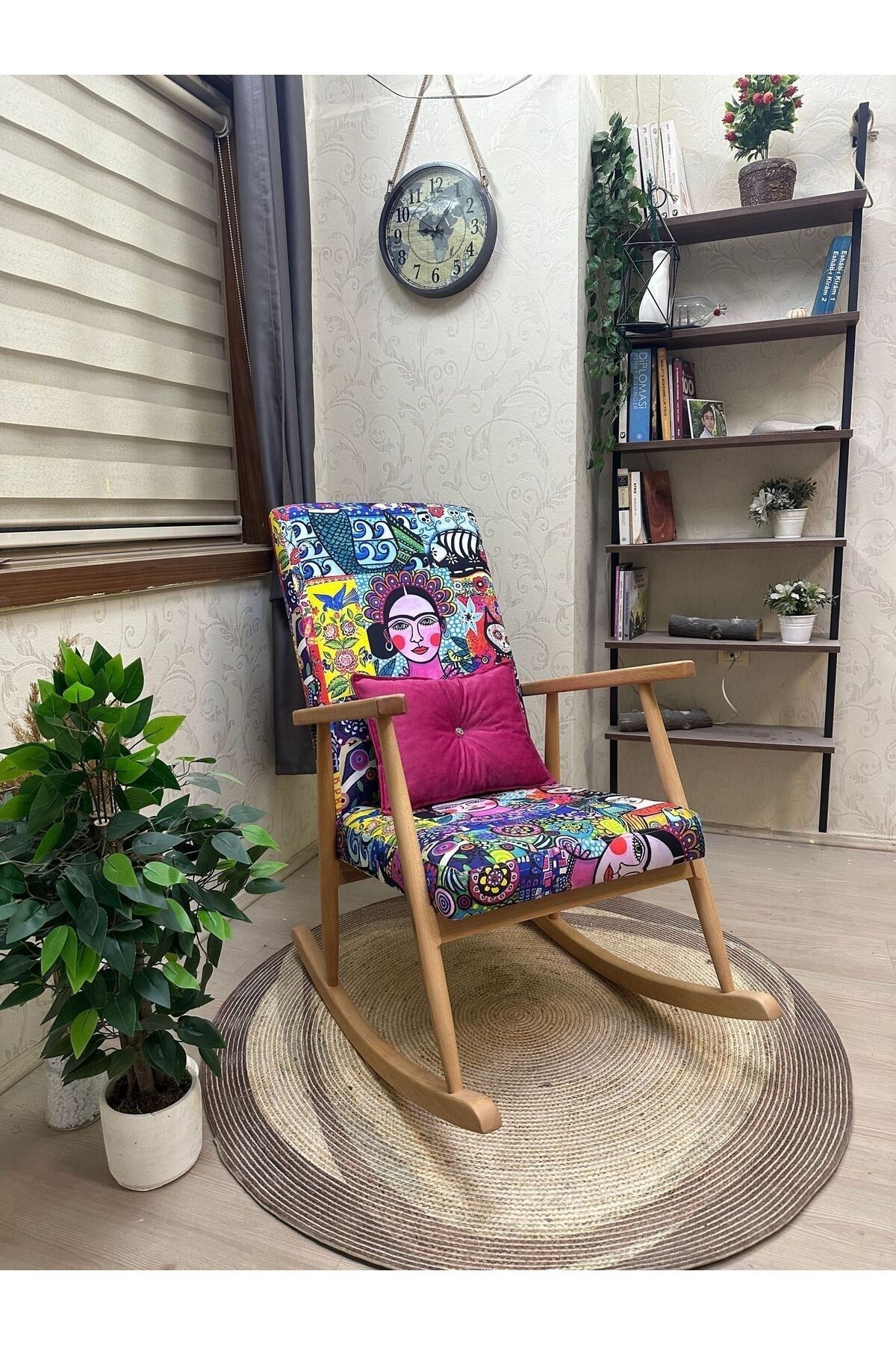 Asedia Trend Naturel Diego Modern Ahşap Sallanan Sandalye Dinlenme Emzirme Baba Tv Okuma Koltuğu Berjer