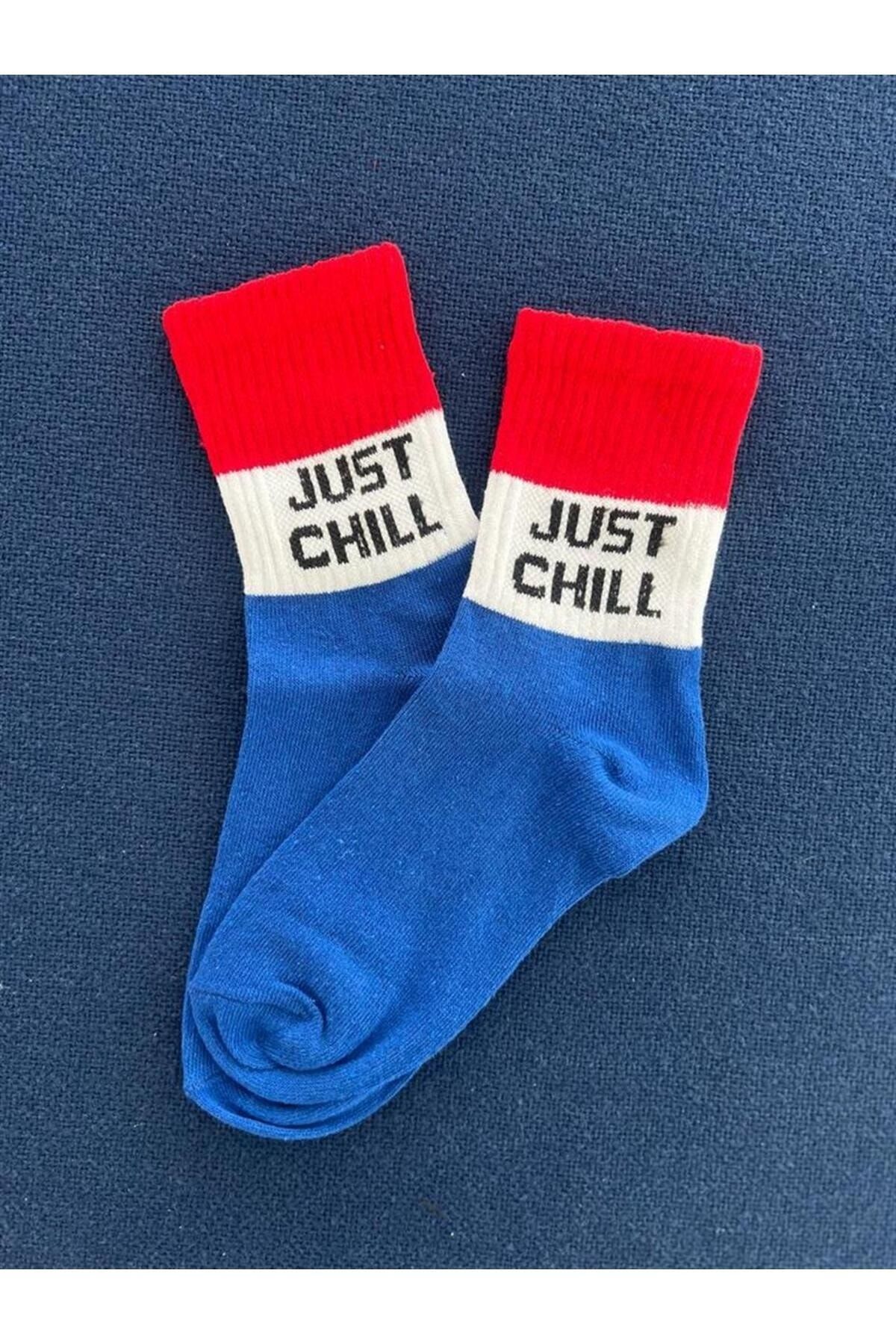 Touz Just Chill Unisex Mavi Kolej Çorap