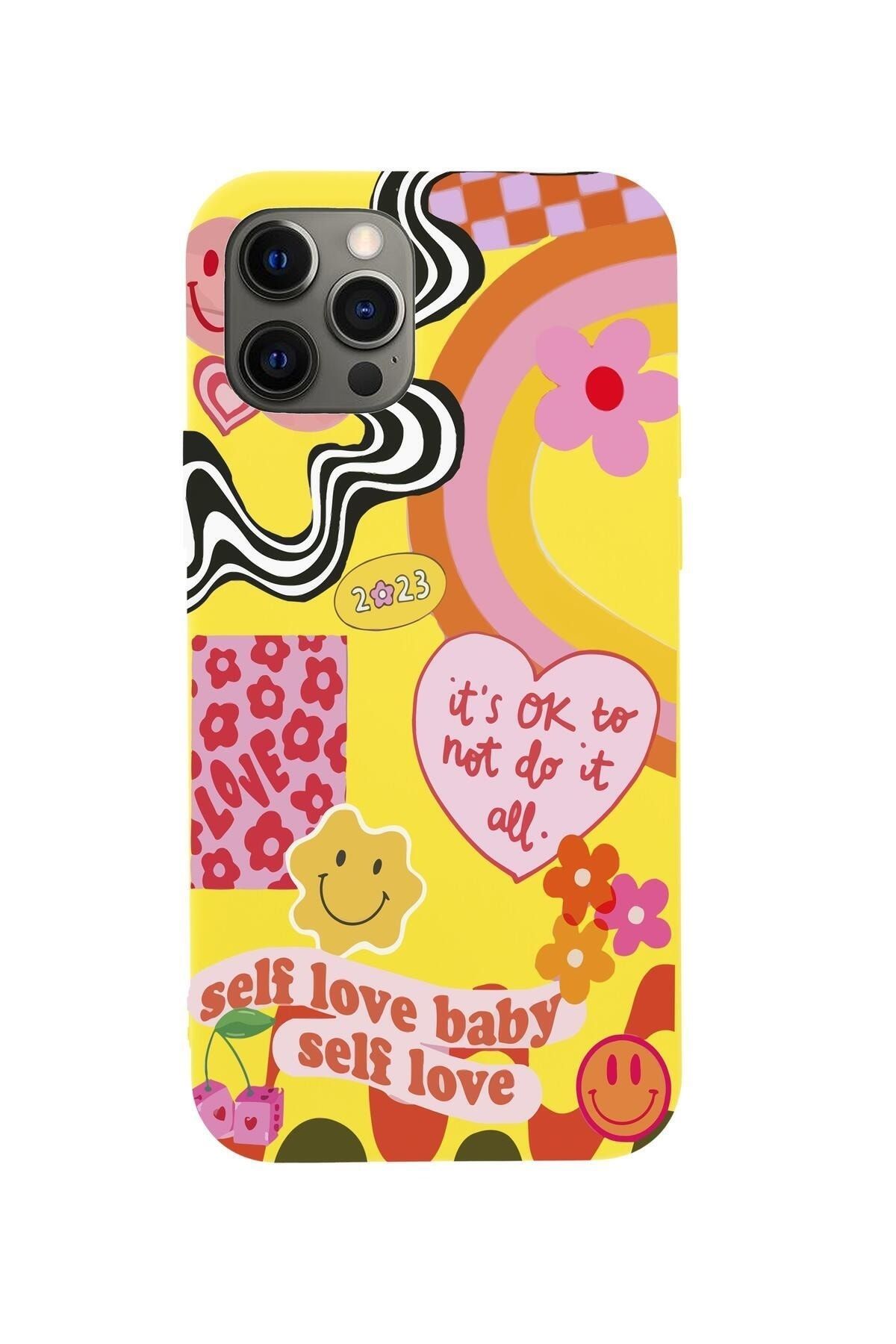 butikcase iPhone 12 Pro Uyumlu Self Love Baby Tasarımlı Lansman Telefon Kılıfı