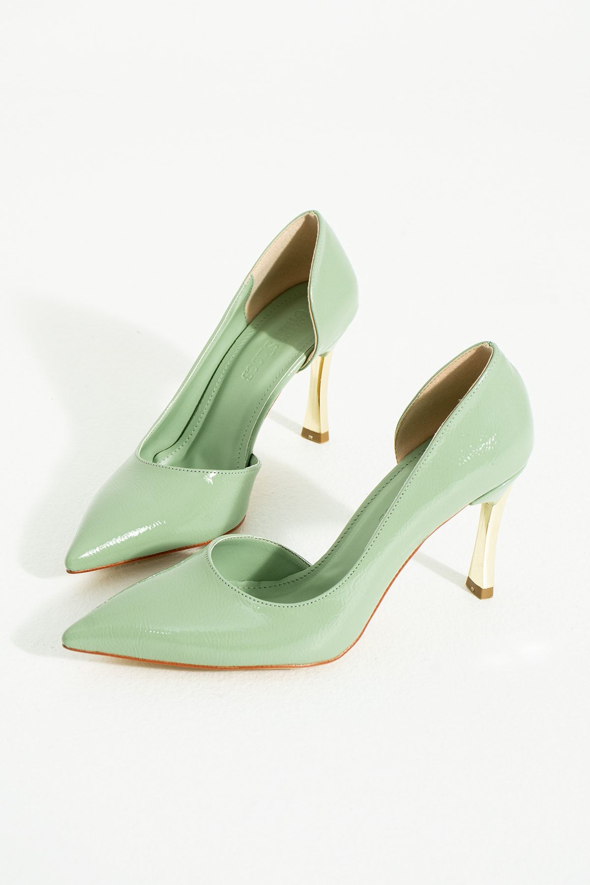 Güllü Shoes Kadın Topuklu Ayakkabı - Yüksek Topuklu Stiletto Rahat Şık Ve Ince Iş Ayakkabısı Açık Yeşil 9 Cm