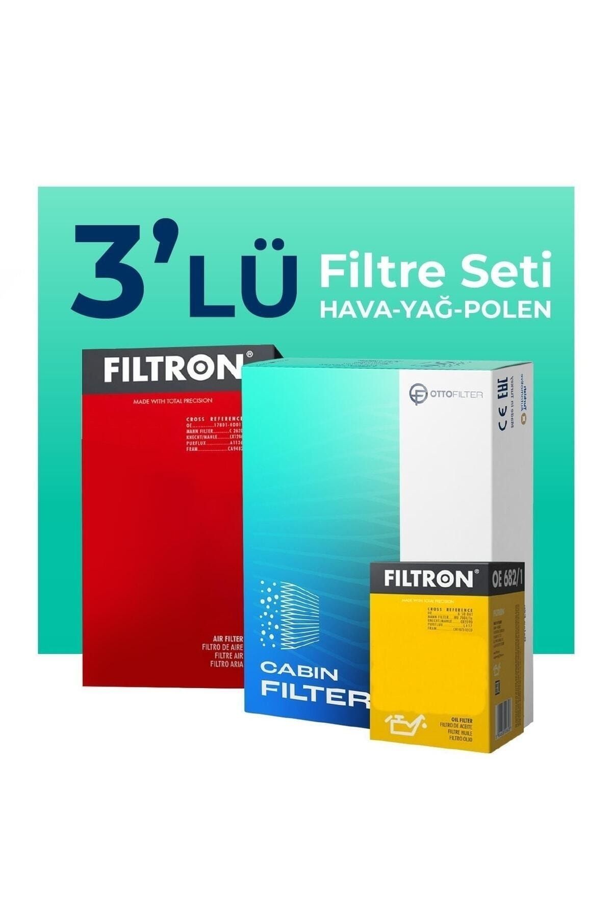 Filtron Fiat Punto 1.4 Benzinli Filtre Bakım Seti (2012-2017) 3 Lu Polen Ithal