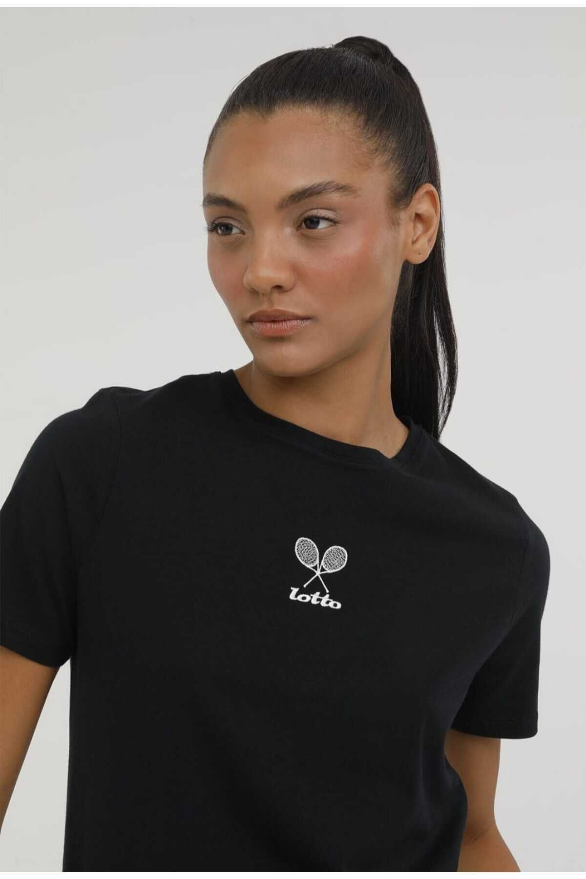 Lotto W-ANITA T-SHIRT 2PR Siyah Kadın Kısa Kol T-Shirt