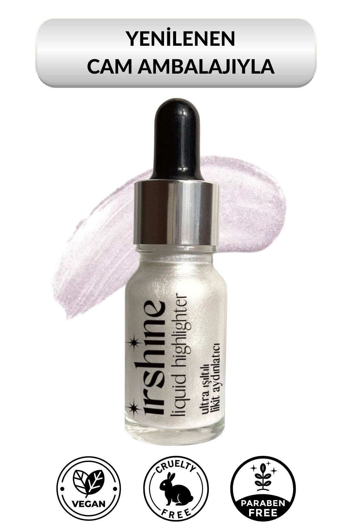 IRSHI Gümüş Rengi Likit Aydınlatıcı - Silver Liquid Highlighter - Glow Up - Vegan - Crueltyfree - 10 ml