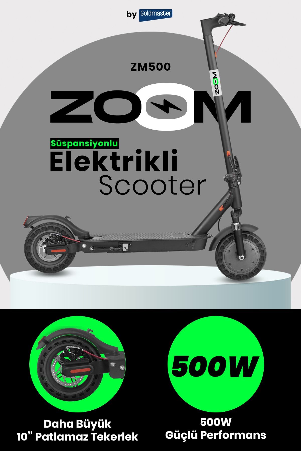 Zoom 500W Katlanabilir Ön ve Arka Çift Süspansiyonlu Elektrikli Scooter