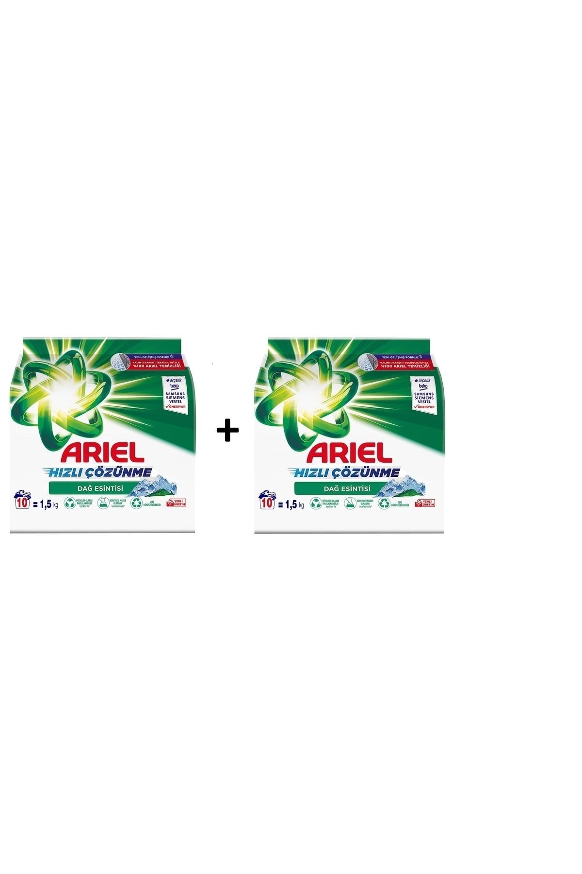 Ariel Toz Deterjan Beyazlar Için Hızlı Çözünme Dağ Esintisi 1.5 Kg X 2 Li Set