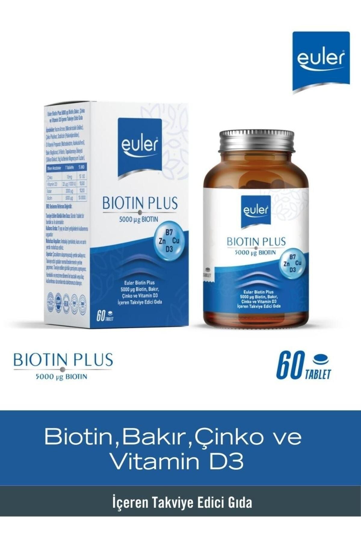 euler Biotin Plus 5000 Mcg Çinko Bakır Ve D3 Içeren 60 Tablet Vitamin