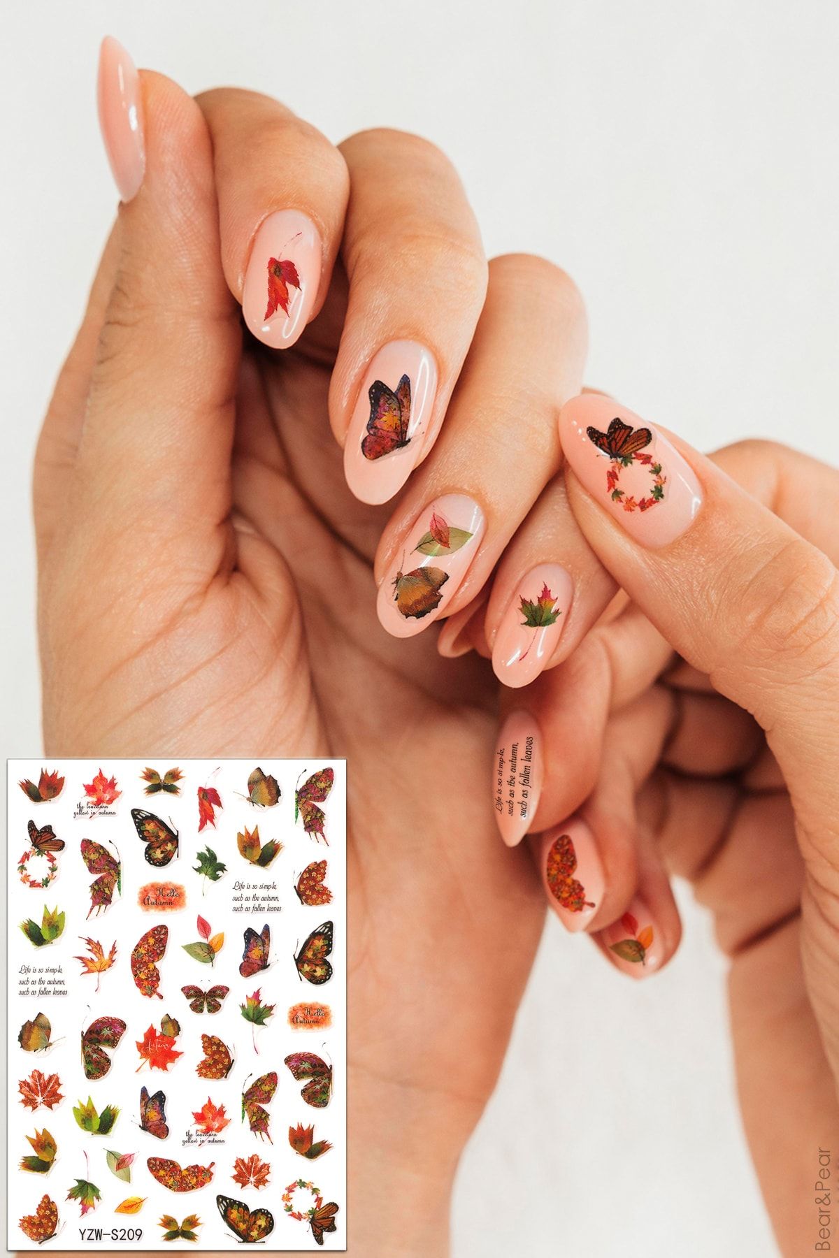 Bear&Pear Autumn Renkli Kelebek Figürleri Nail Sticker Tırnak Dövme