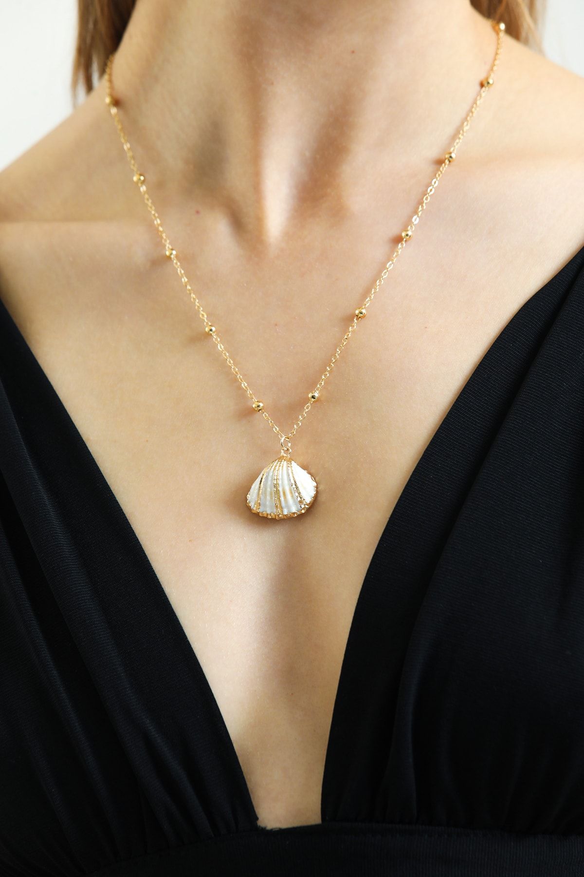 Xepette Jewelry Kadın Altın Kaplama Özel Tasarım Deniz Kabuğu Kolye