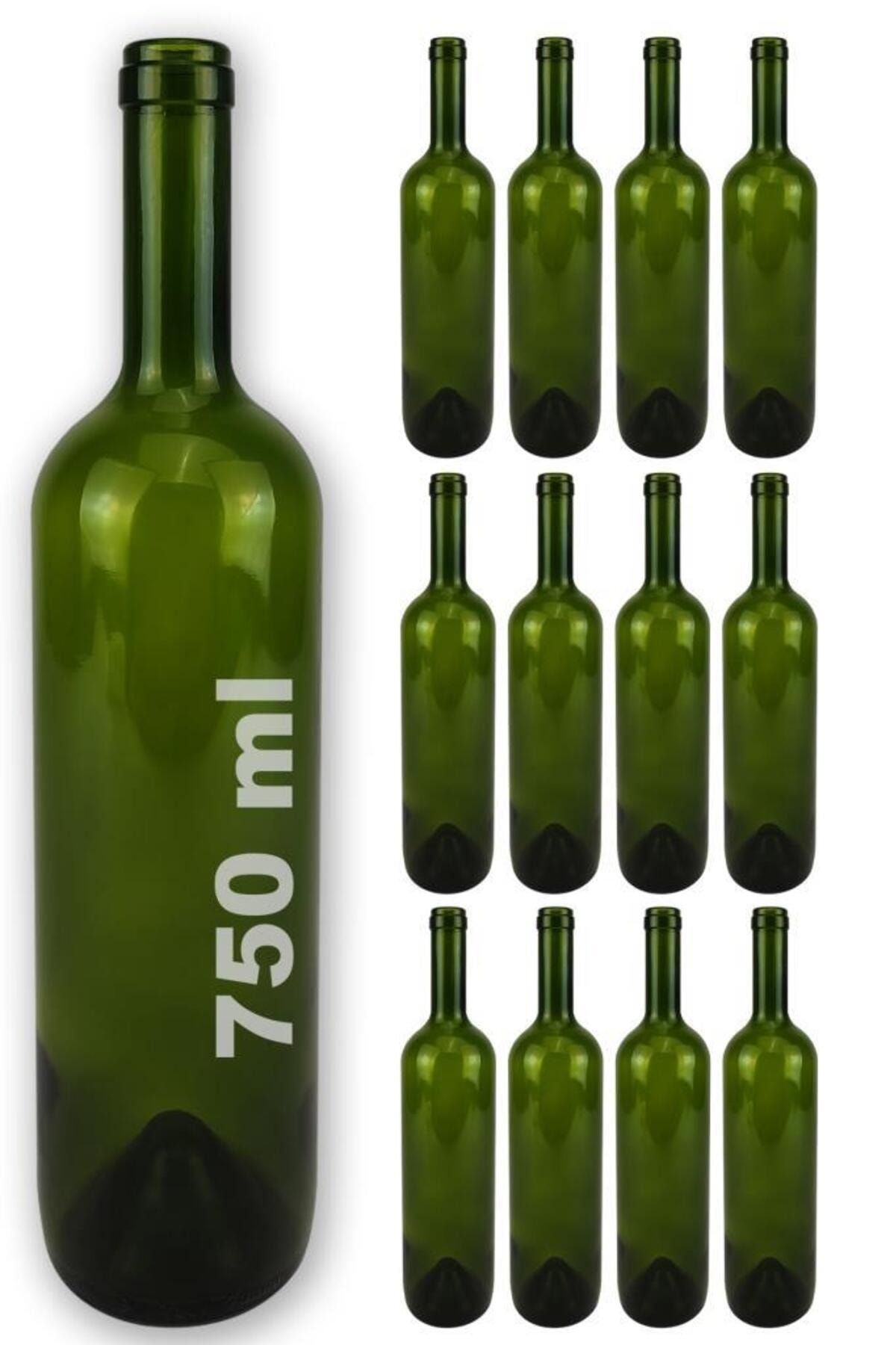 Digithome Lombardino Vetro 12’li Oyuk Altlı Yağlık Sosluk Ve Şarap Şişesi Yeşil 750 Cc C320.016