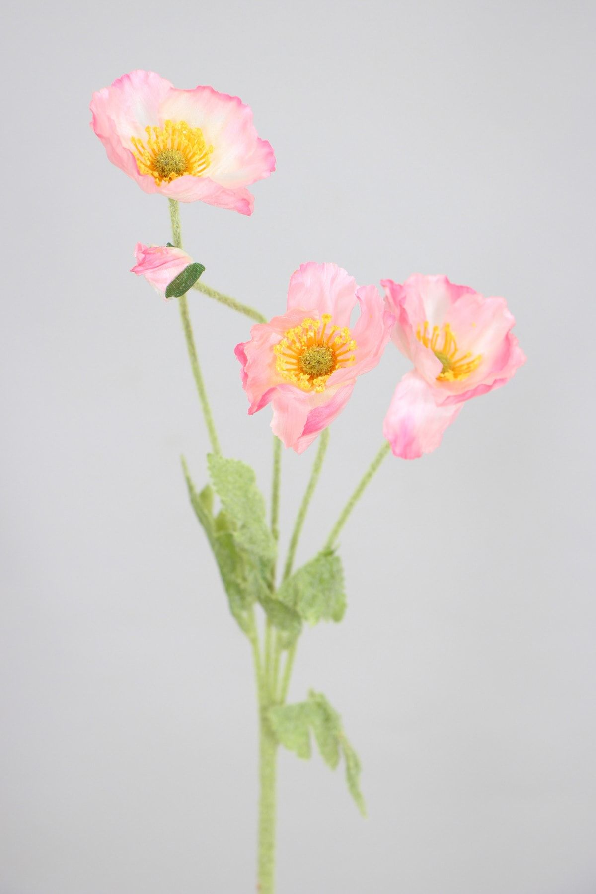 Yapay Çiçek Deposu Yapay Çiçek 4lü Gelincik Dalı 60 cm Açık Pembe