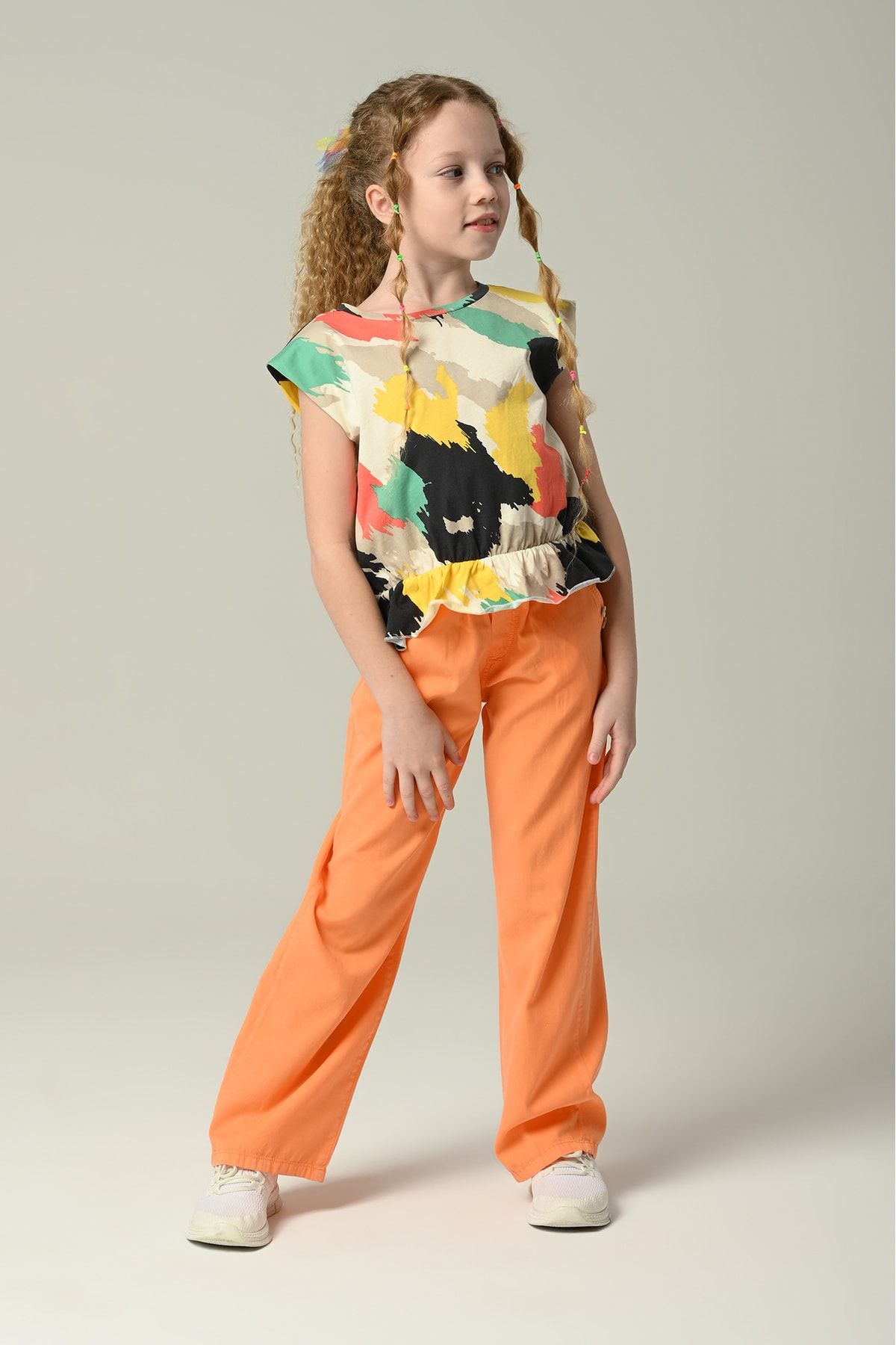 çikoby Digidi Kıds Belden Lastikli Çok Renkli Kız Çocuk Crop Bluz 3-8 Yaş