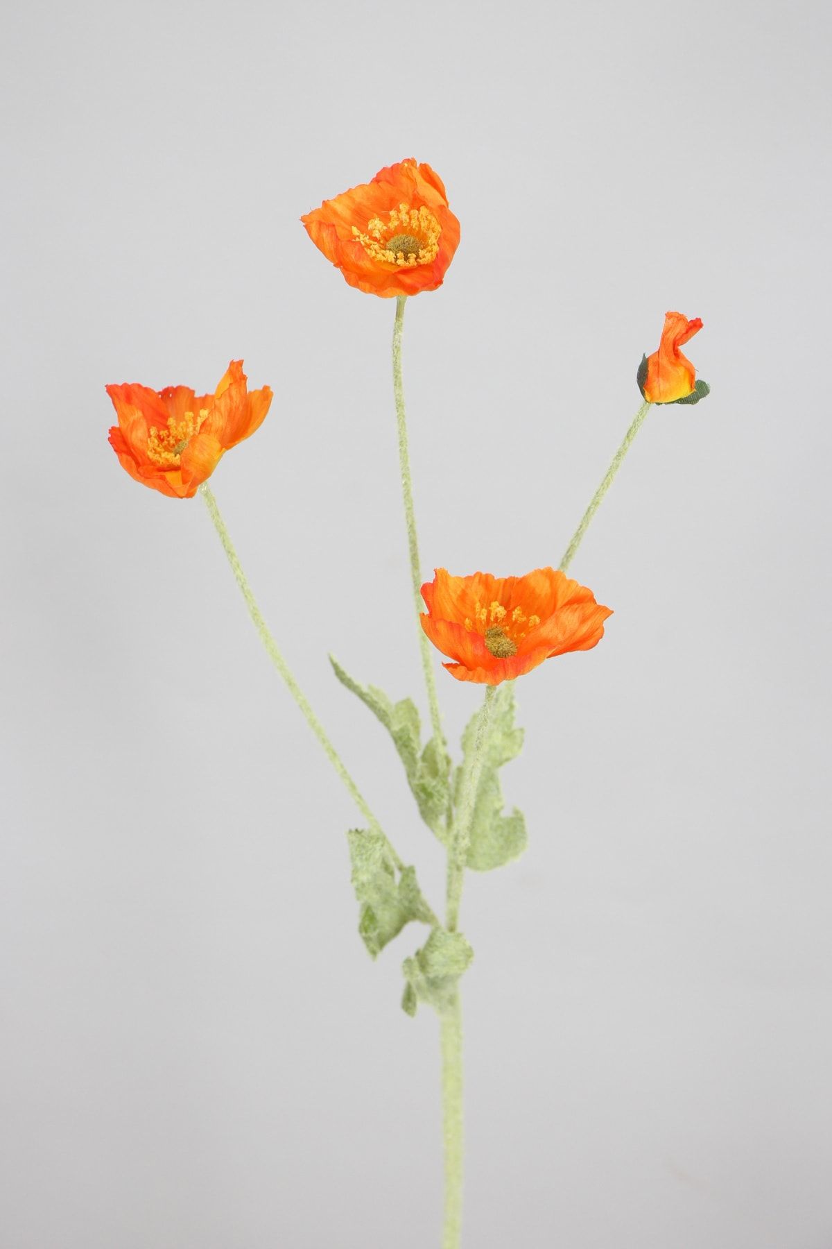 Yapay Çiçek Deposu Yapay Çiçek 4lü Gelincik Dalı 60 cm Turuncu