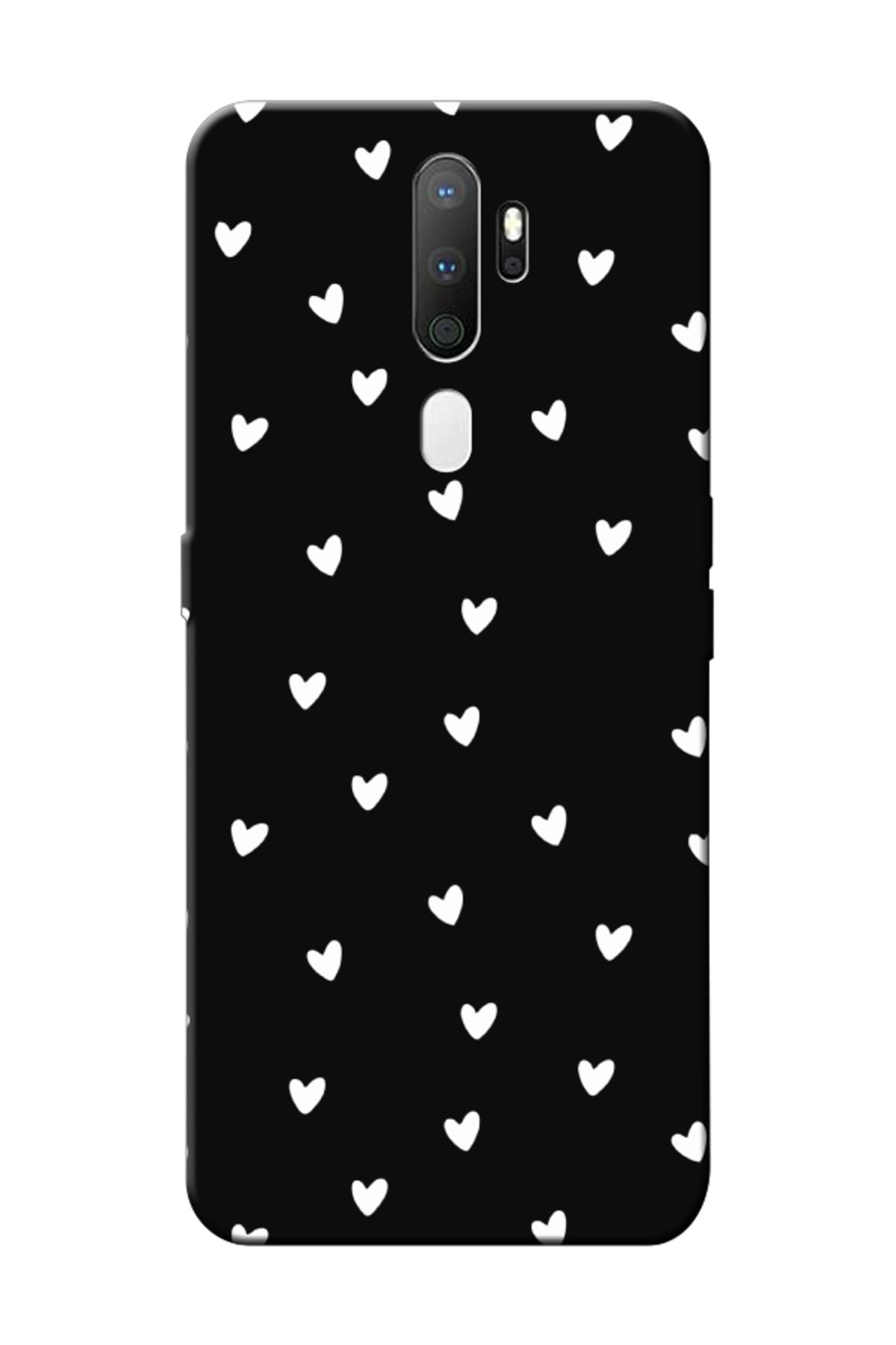 frondcase Oppo A5 2020 Minik Kalpler Siyah Telefon Kılıfı