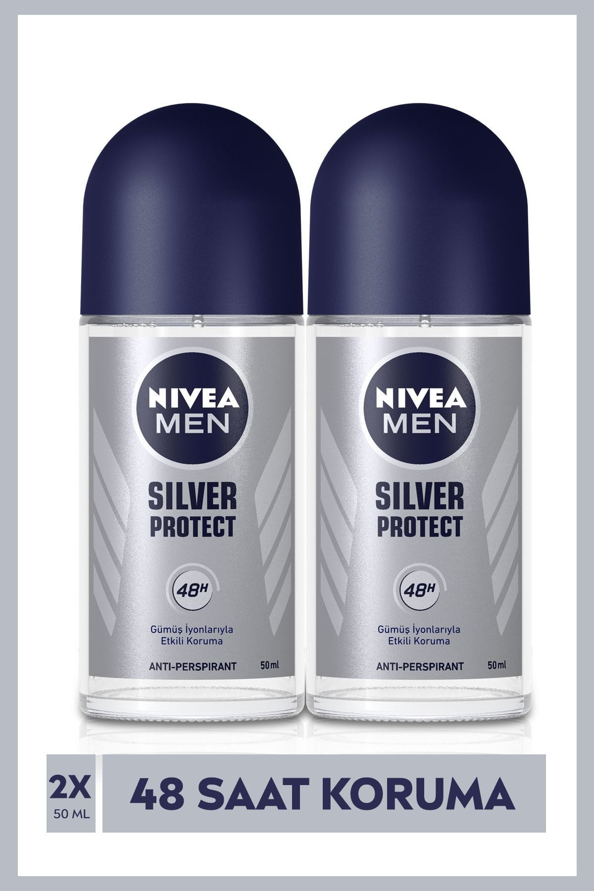 NIVEA Men Silver Protect Erkek Deodorant Roll-on 50 ml 2'li