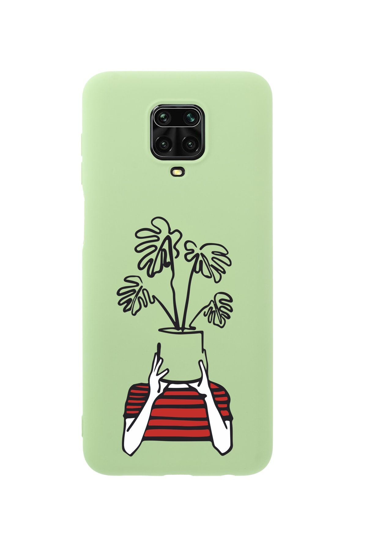 mooodcase Xiaomi Redmi Note 9s Mood Plants Premium Silikonlu Yeşil Telefon Kılıfı