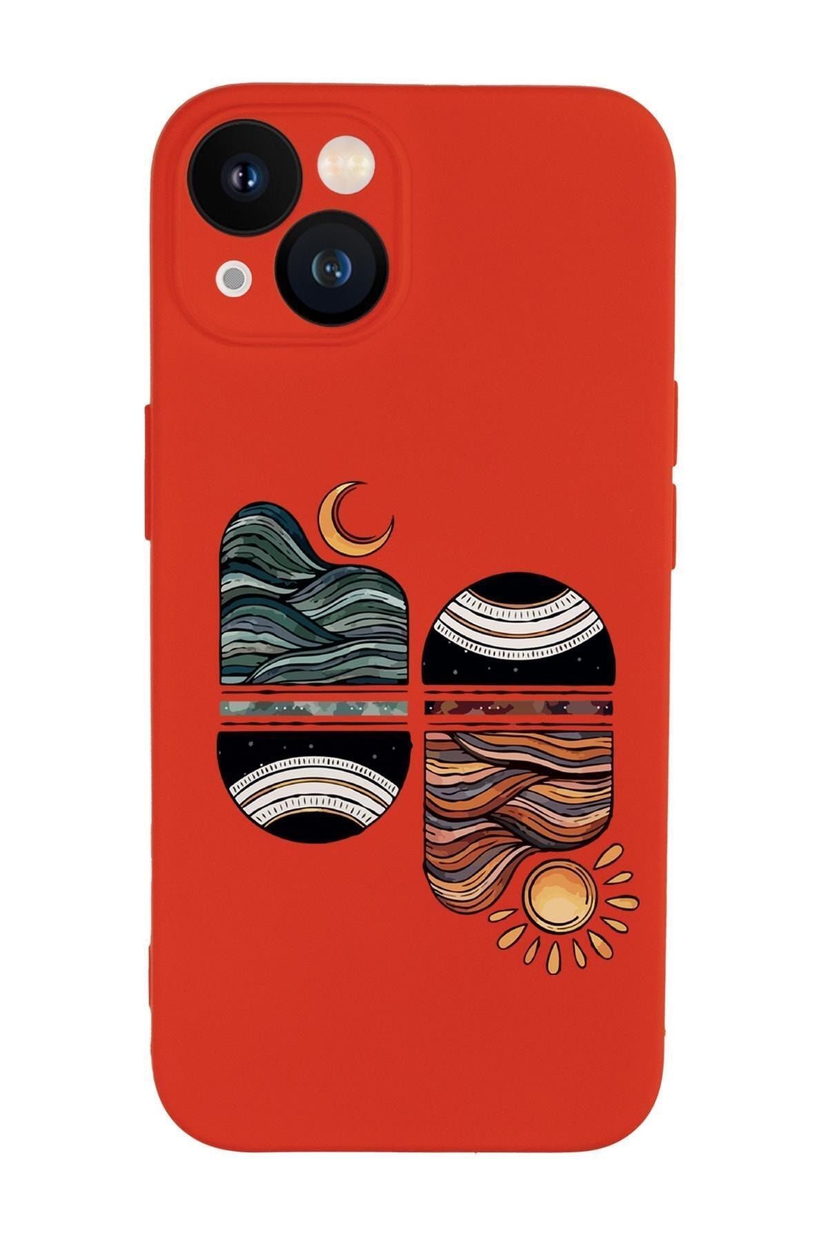 mooodcase Iphone 13 Uyumlu Sunset Desenli Kamera Lens Korumalı Darbe Emici Silikonlu Lansman Kılıf