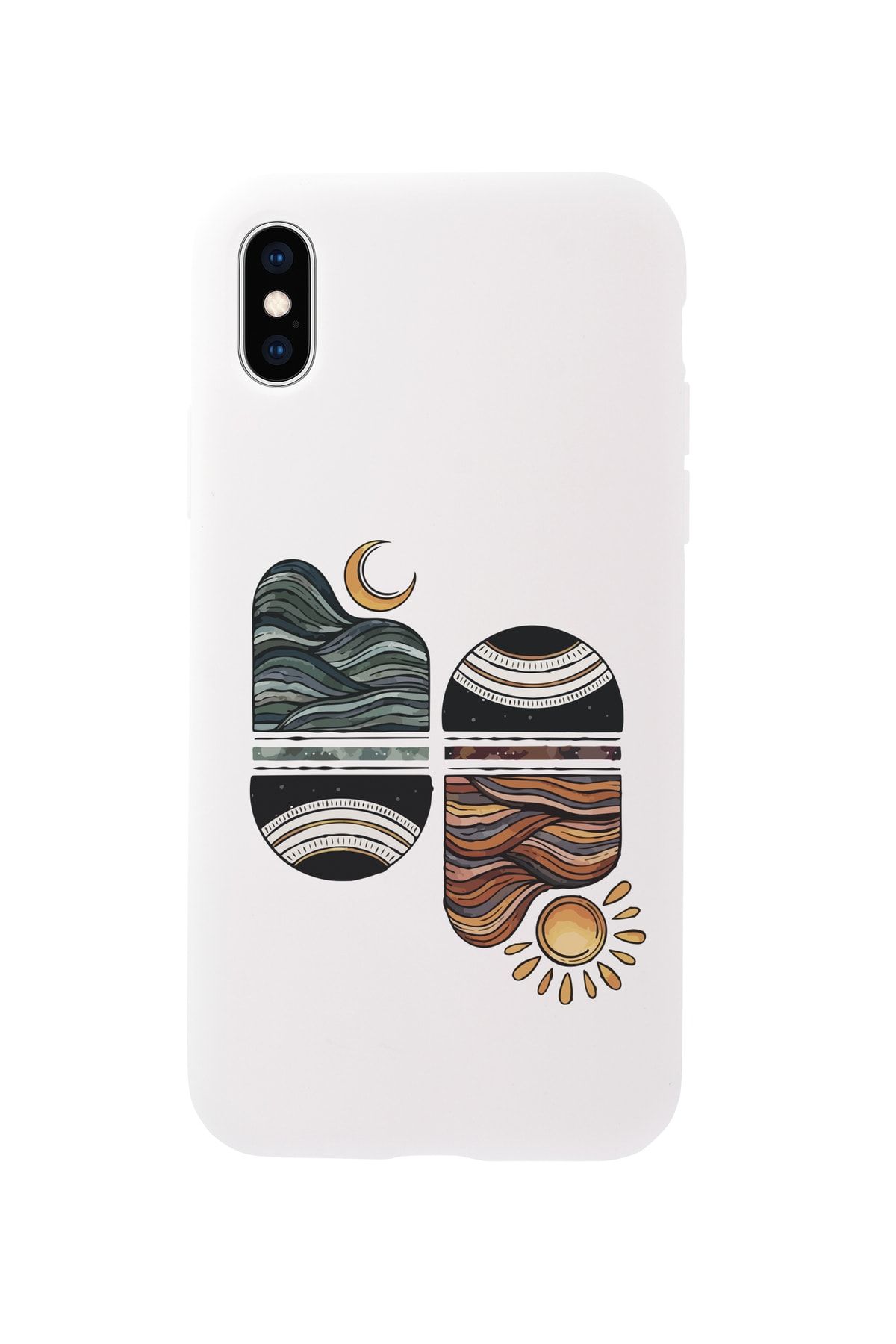 mooodcase Iphone X Uyumlu Sunset Wave Premium Silikonlu Beyaz Telefon Kılıfı