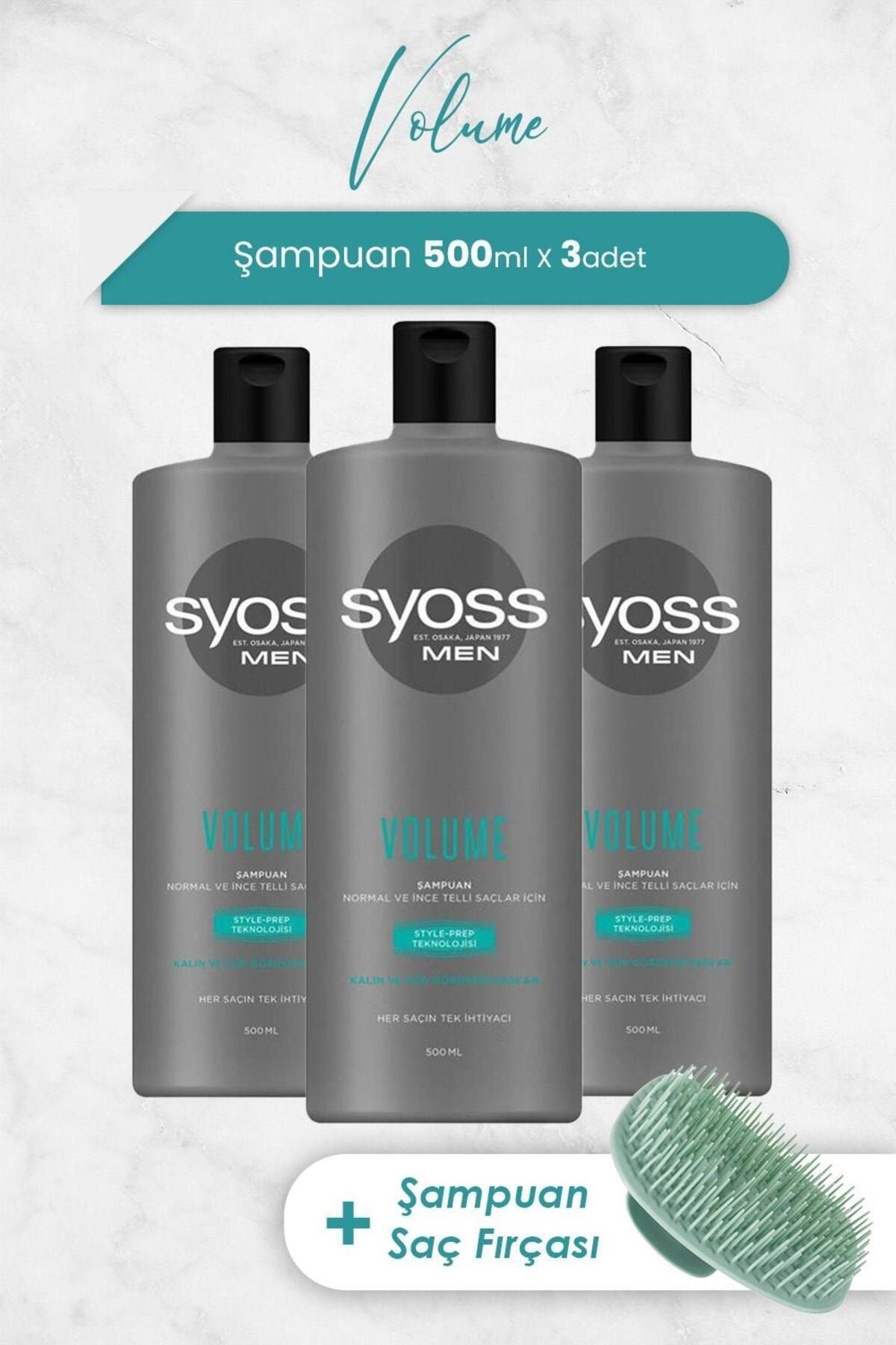 Syoss Men Volume Şampuan 500 ml x 3 Adet ve Şampuan Fırçası