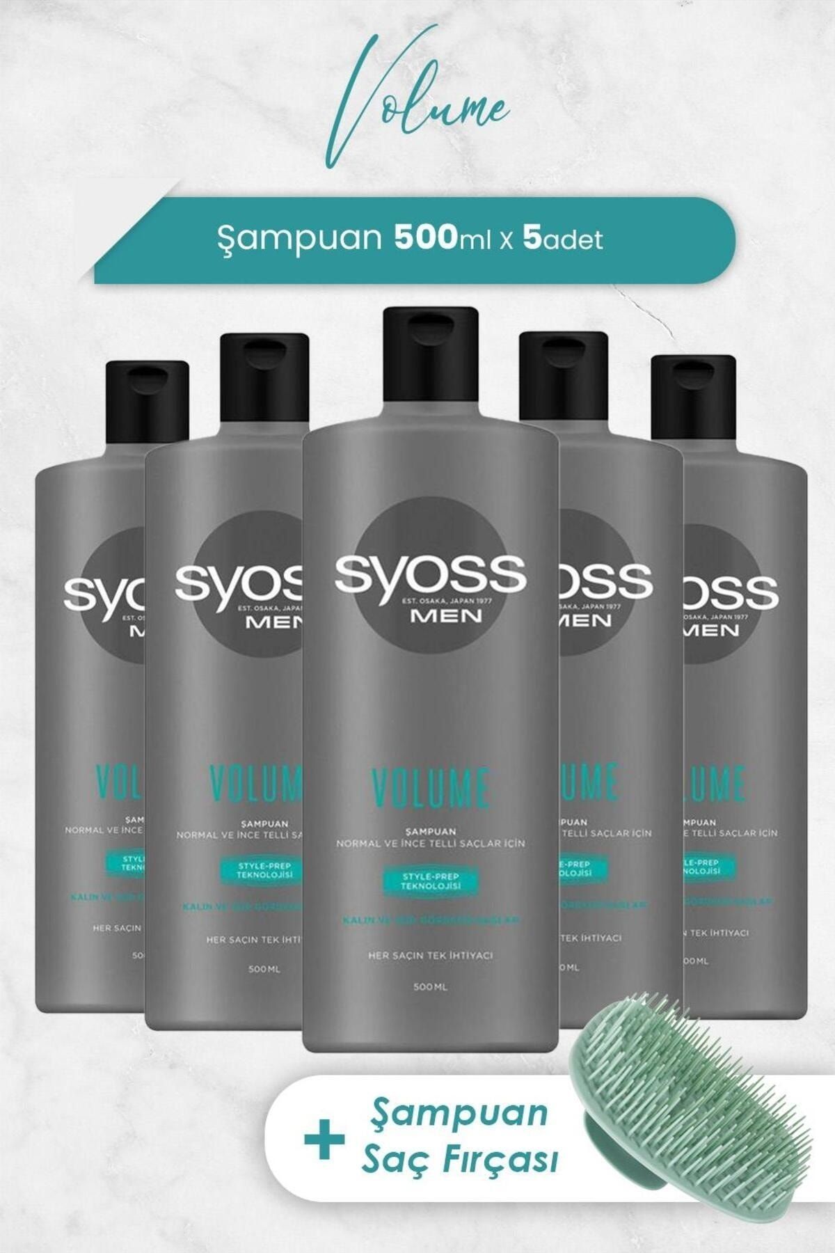 Syoss Men Volume Şampuan 500 ml x 5 Adet ve Şampuan Fırçası