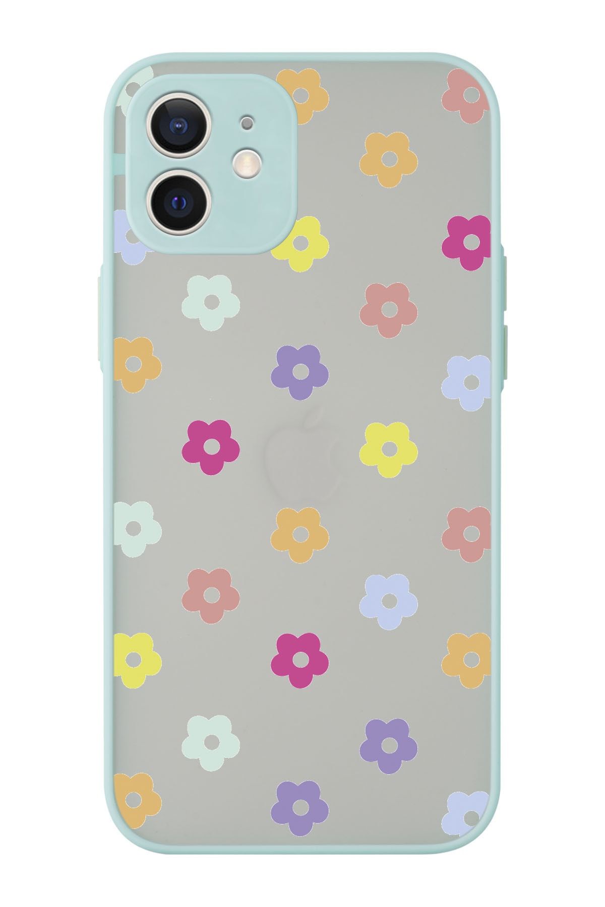 Rupti Iphone 12 Uyumlu Minik Çiçekler Tasarımlı Darbe Emici Lens Korumalı Mat Hux Kılıf