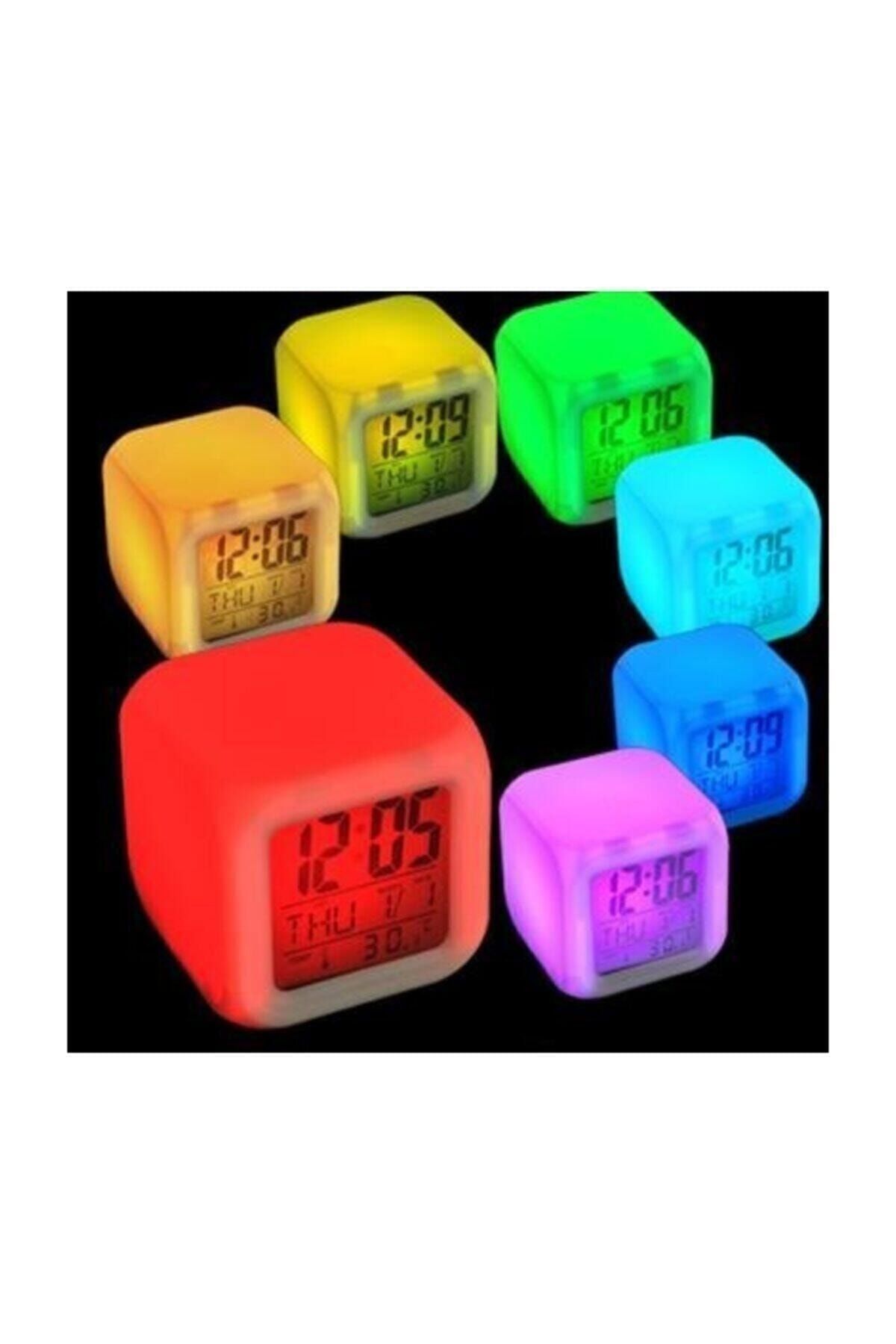 CMT Çalar Masa Renk Değiştiren Küp Saat Alarm Clock Takvim
