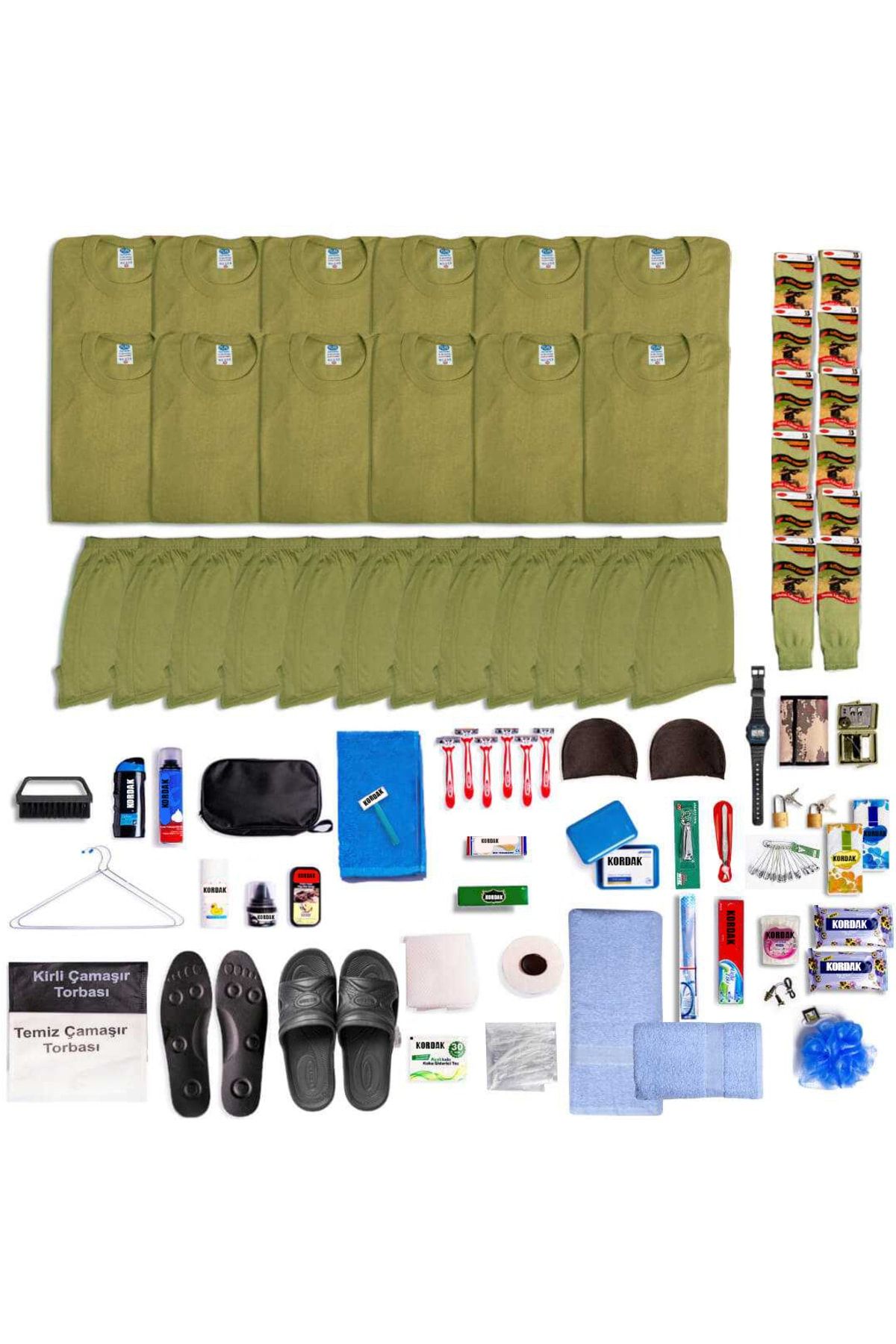 KORDAK 12'li Her Şey Dahil Bedelli Askerlik Malzemeleri - Bedelli Asker Seti -asker Kolisi - Asker Paketi