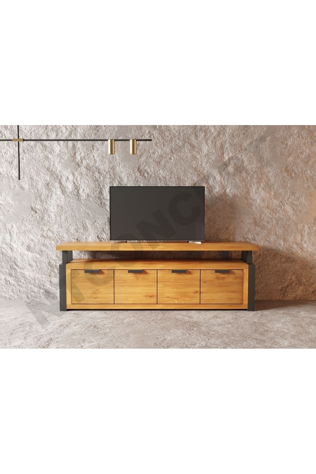 NT Concept Doğal Ahşap Tv Stand(Uzunluk 180cm-Yükseklik 60cm-Derinlik 41cm)