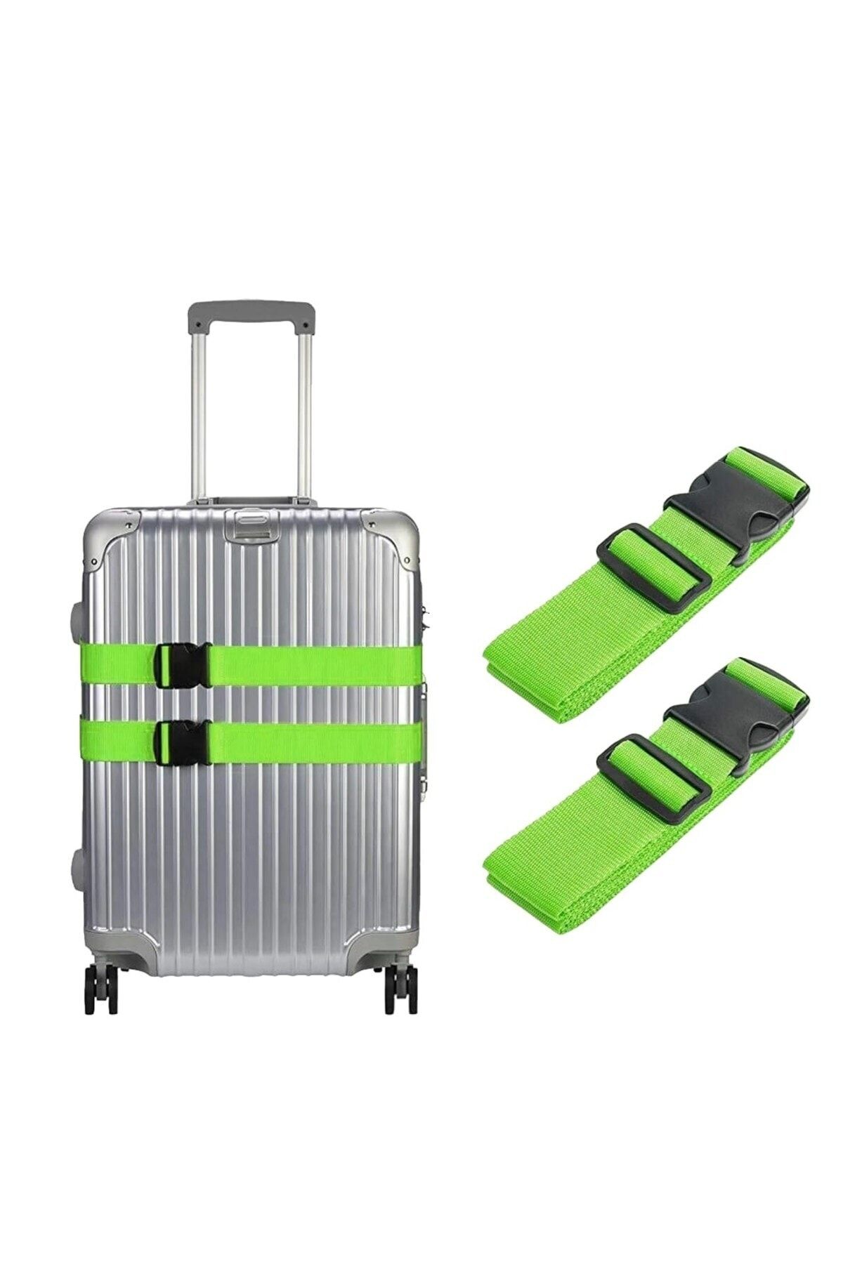 BALP 2 Adet Yeşil Renk Valiz Bavul Emniyet Kemeri Bütün Valizlere Uyar En 4cm