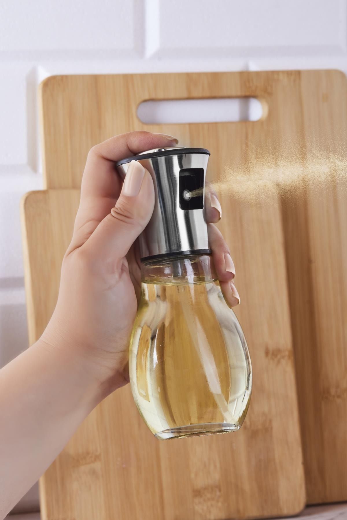 Perotti Yağ Sirke Püskürtücü Cam Sprey Yağdanlık Şişe Yağlık Ve Limon Püskürtme Şişesi 200 Ml