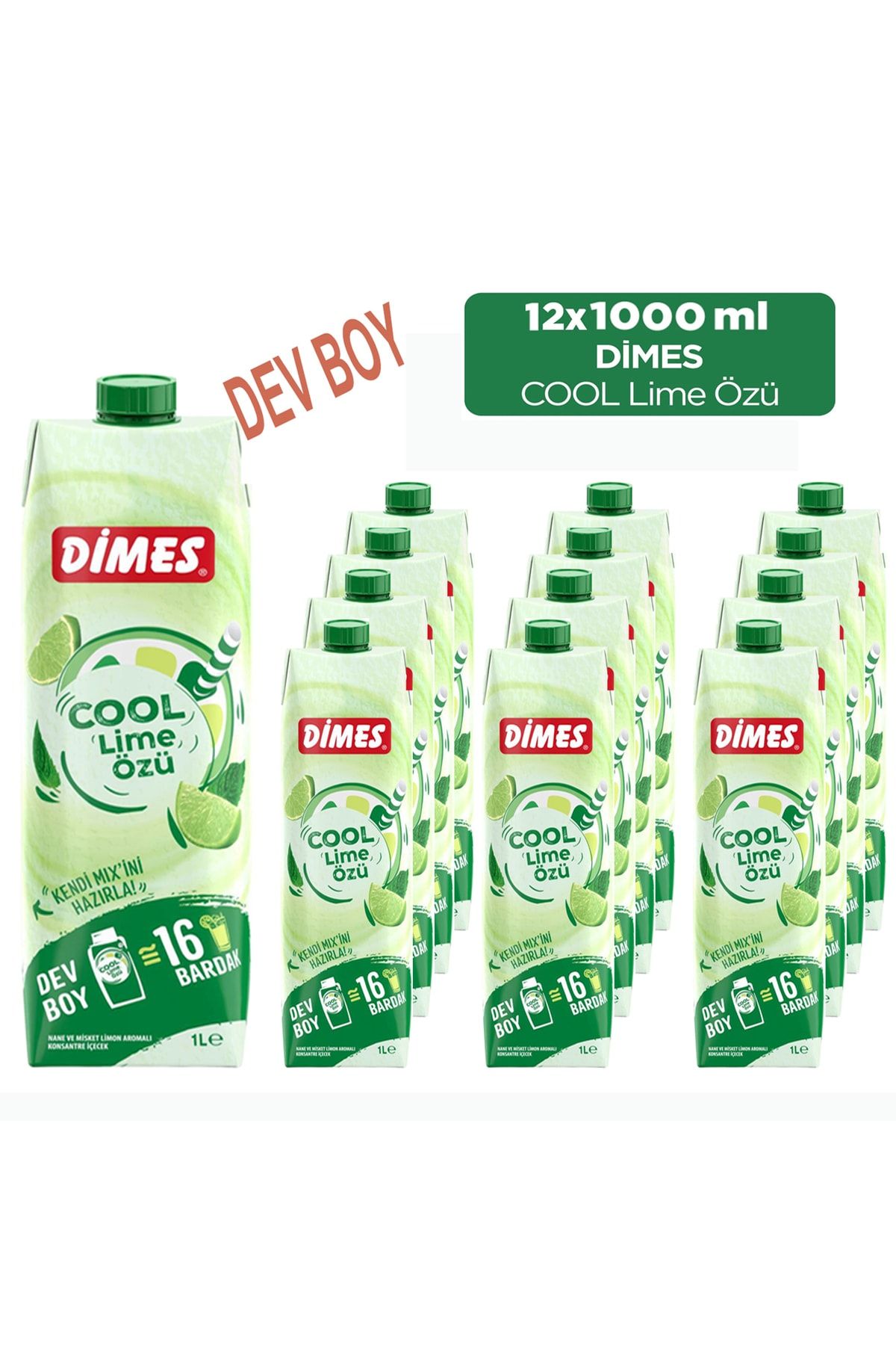 Dimes Cool Lime DEV BOY 1000 ML x 12 Adet