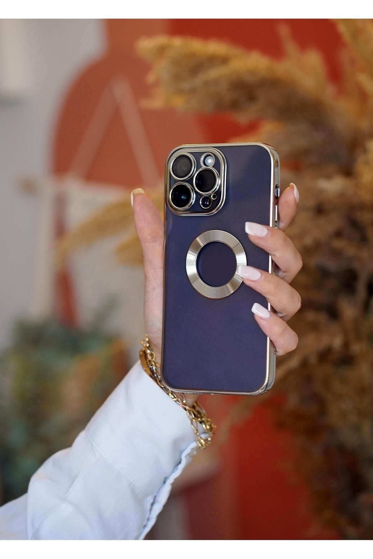 butikcase iPhone 13 Pro Uyumlu Logo Detaylı Lens Korumalı Renkli Çerçeve Detaylı Şeffaf Slikon Kılıf