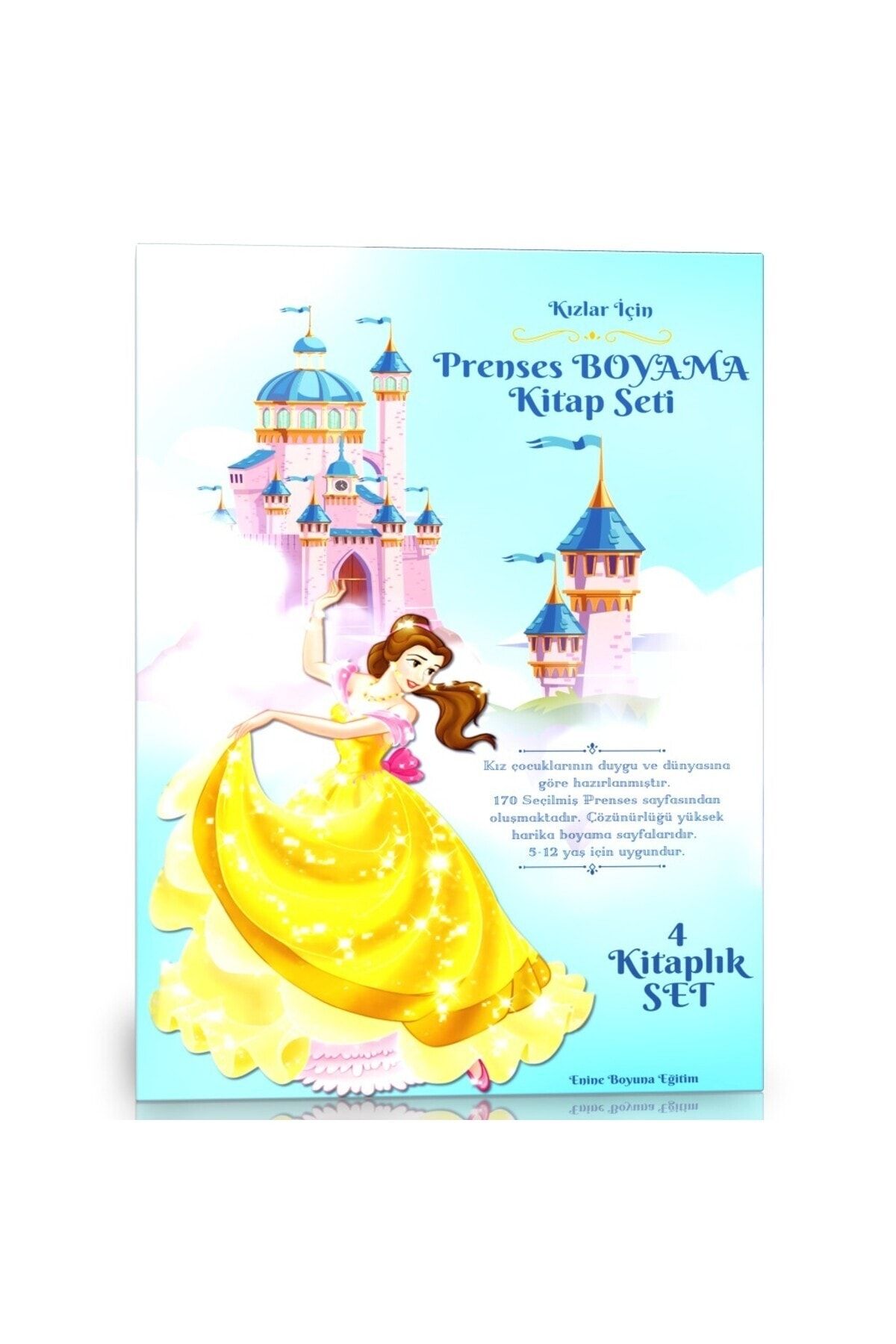 Enine Boyuna Eğitim Kızlar İçin Prenses Boyama Kitap Seti (4 Kitap)