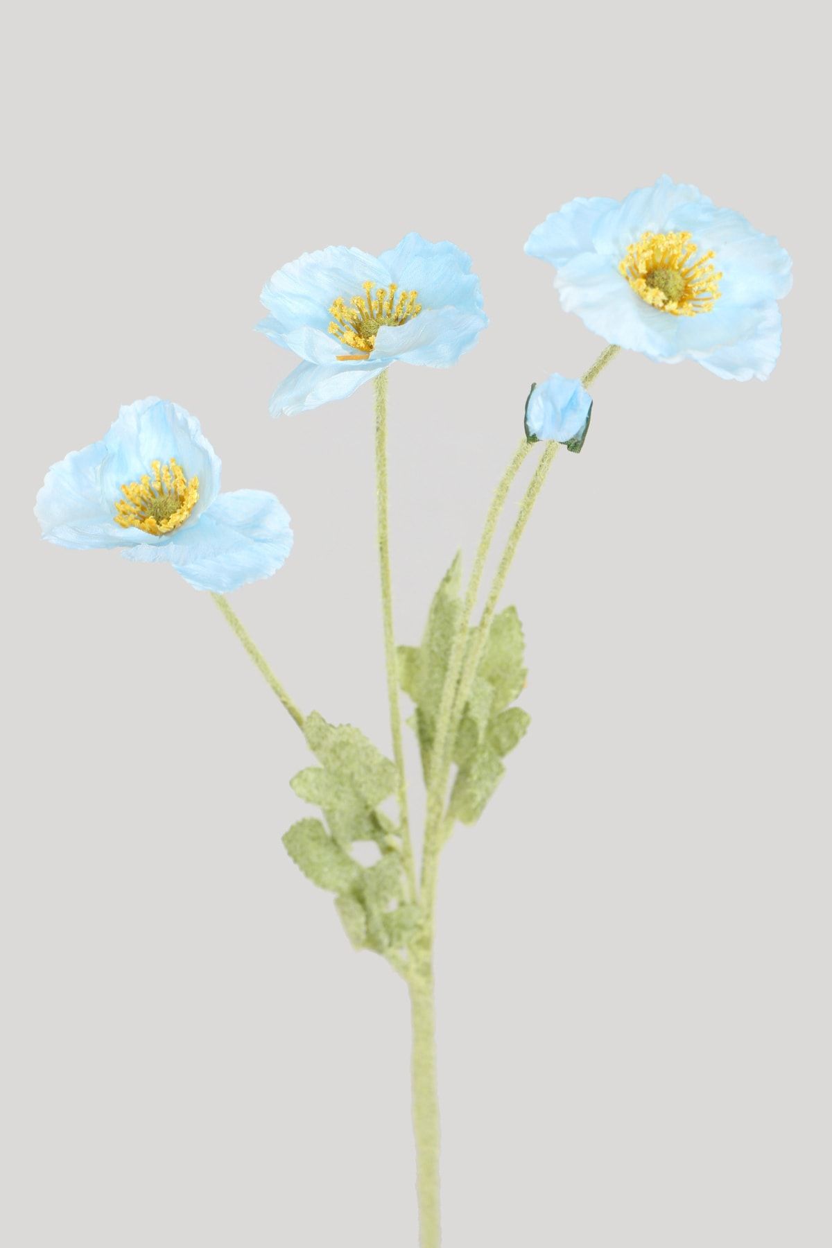 Yapay Çiçek Deposu Yapay Çiçek 4lü Gelincik Dalı 60 cm Açık Mavi