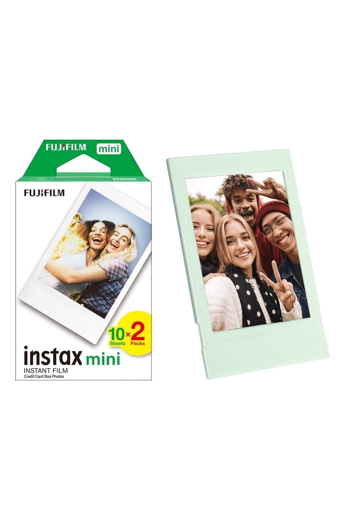 Fujifilm Instax Mini 12 Makine Uyumlu 20'li Film ve Yeşil Fotoğraf Çerçevesi