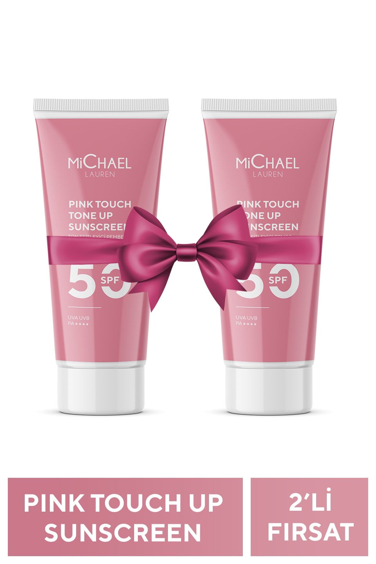 Michael Lauren Cilt Tonu Eşitleyici Pink Touch SPF 50+ Pembe Yüz Güneş Kremi 2Li Set PA++++ 50 ML