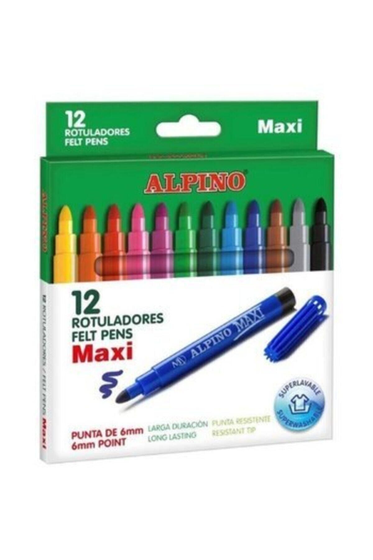 Genel Markalar Alpino Alpino Maxi Keçeli Kalem 12 Renk - Alpino Jumbo Keçeli Kalem