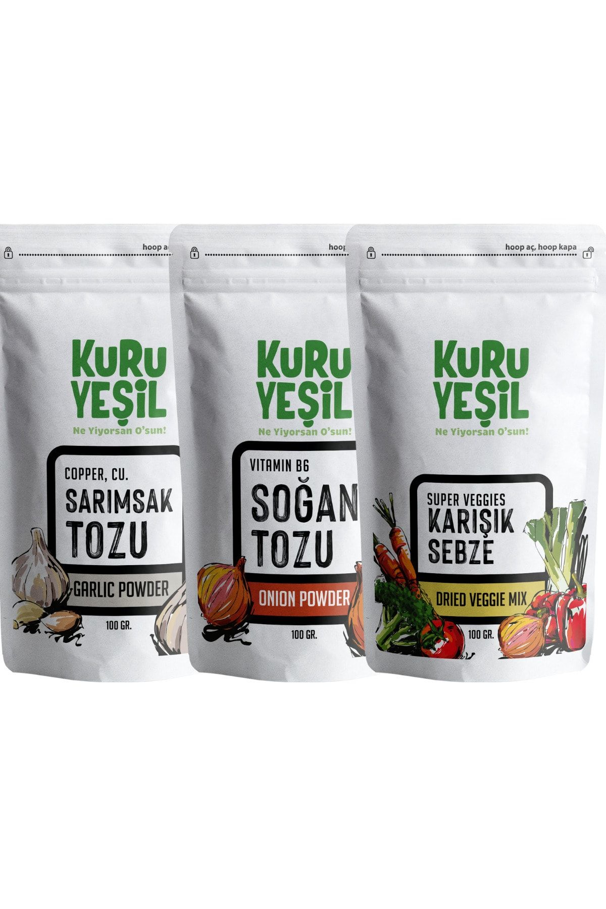 Kuru Yeşil Ekstra Kuru Sebze Paketi Sarımsak Tozu, Soğan Tozu, Karışık Sebze, Glutensiz, Katkı Yok, Ilaç Yok