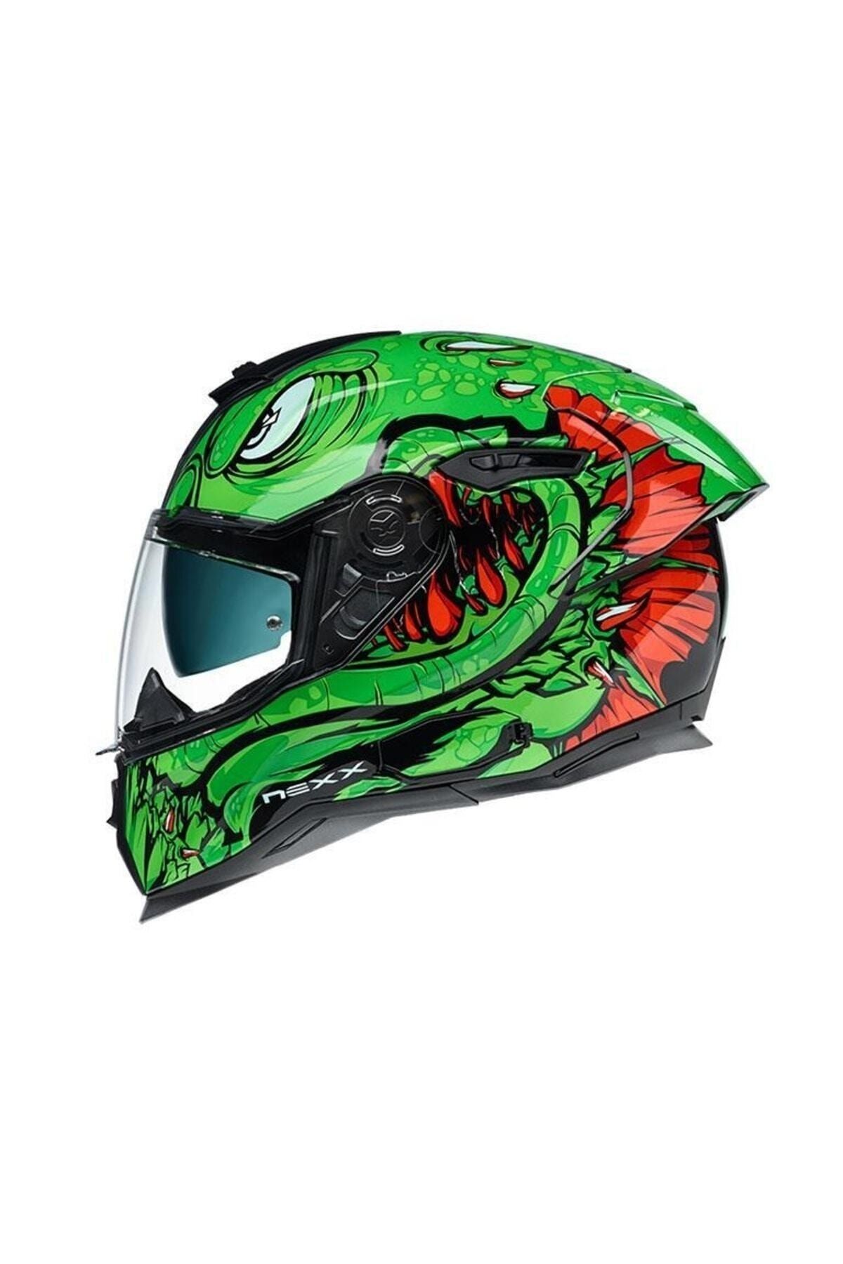 Nexx Motosiklet Kaskı Sx100r Abisal Yeşil Kırmızı Kask Motosiklet Kaskı