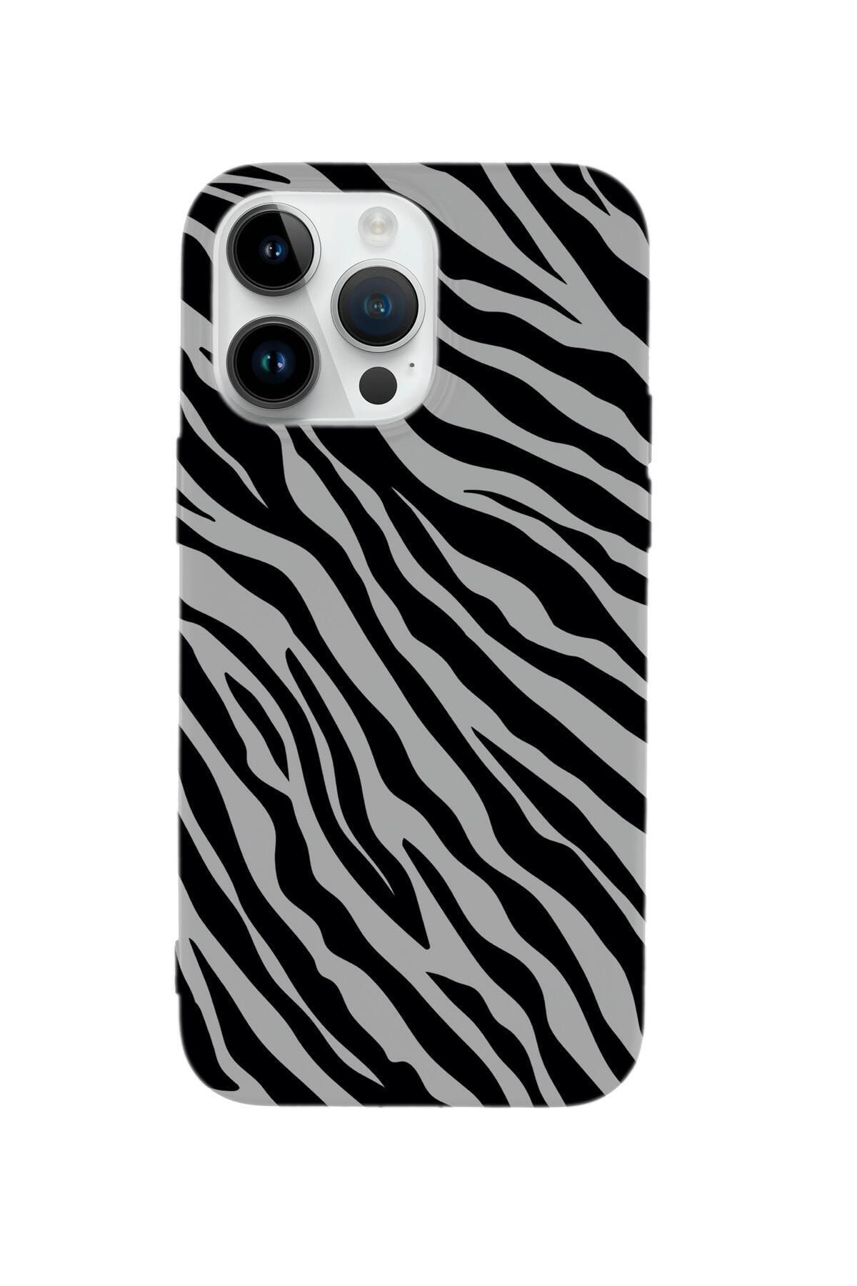mooodcase Iphone 14 Pro Max Uyumlu Zebra Pattern Desenli Premium Silikonlu Lansman Telefon Kılıfı