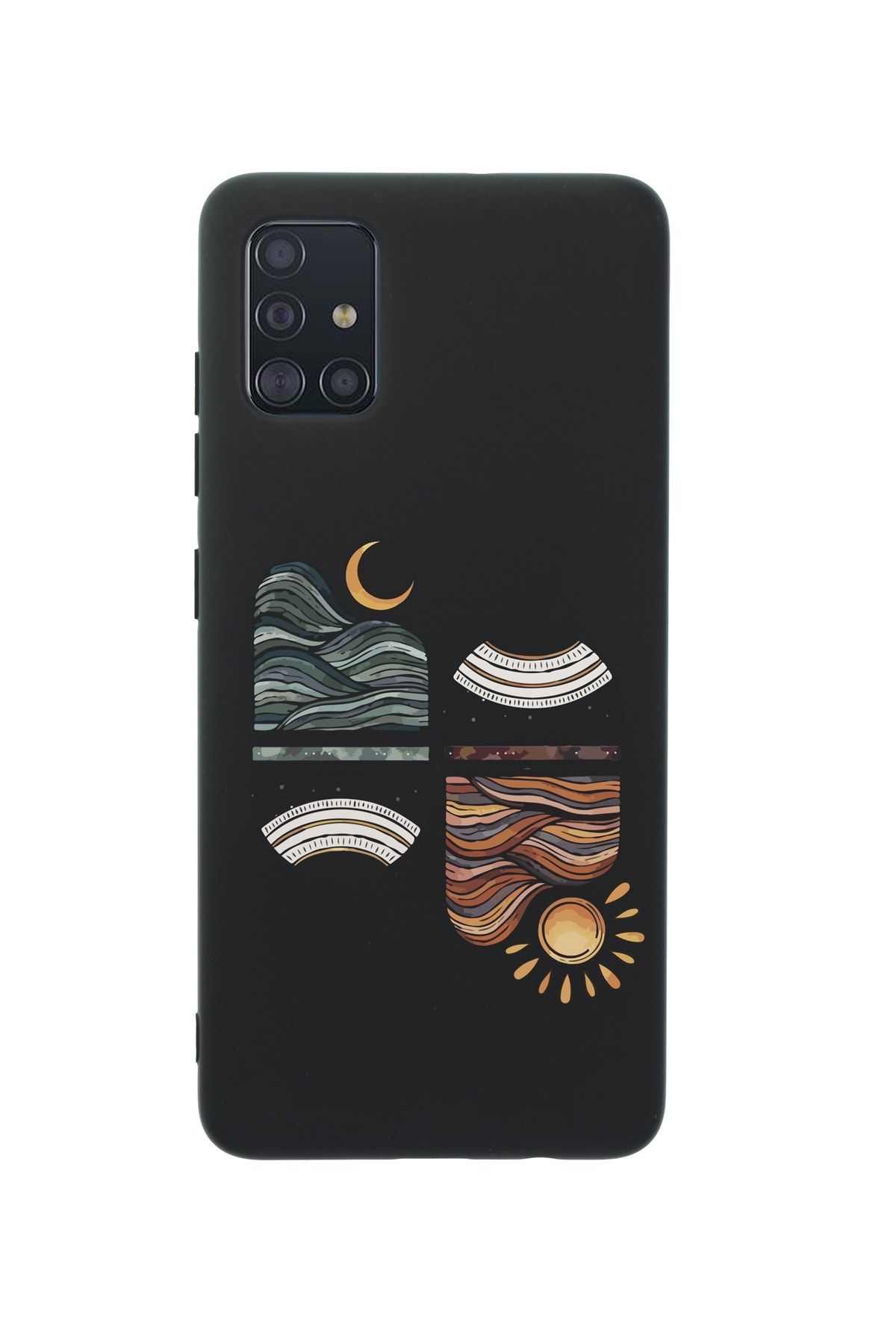 mooodcase Samsung A51 Uyumlu  Sunset Wave Premium Silikonlu Siyah Telefon Kılıfı