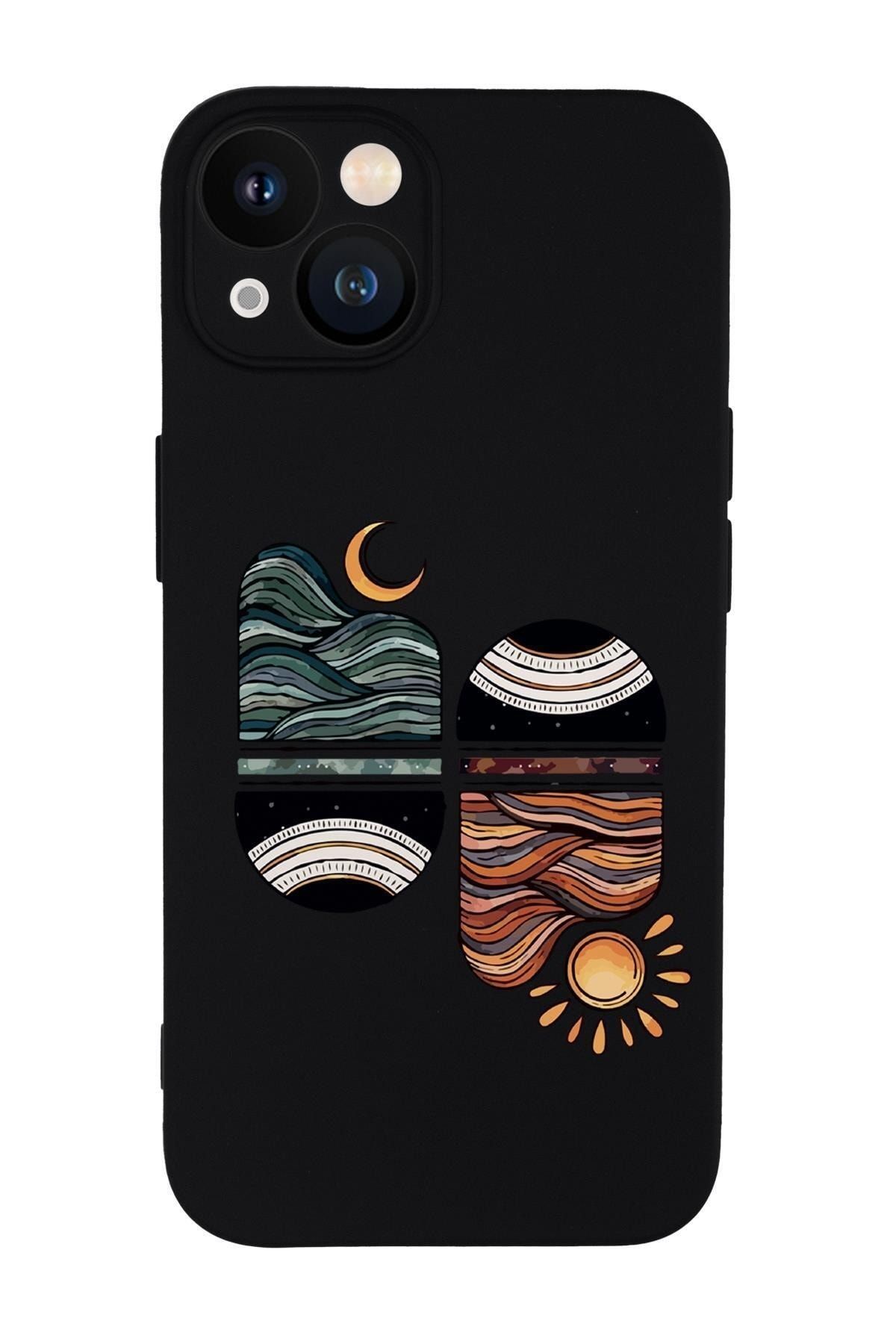 mooodcase Iphone 13 Uyumlu Sunset Desenli Kamera Lens Korumalı Darbe Emici Silikonlu Lansman Kılıf